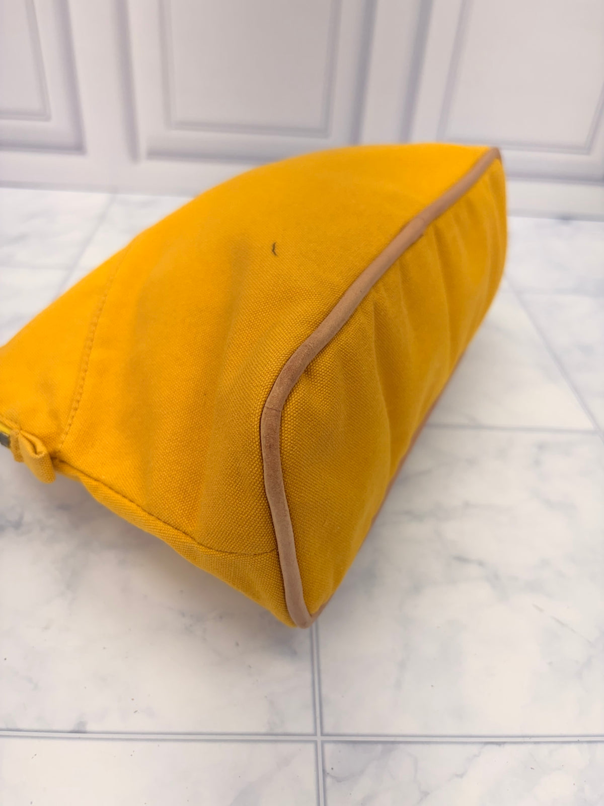 Hermes Yellow Canvas Bolide Pouch 30