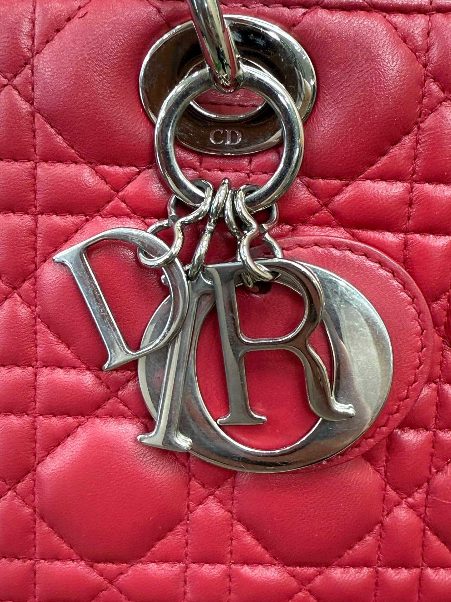 Christian Dior Blue & Red Lambskin Cannage Lady Dior