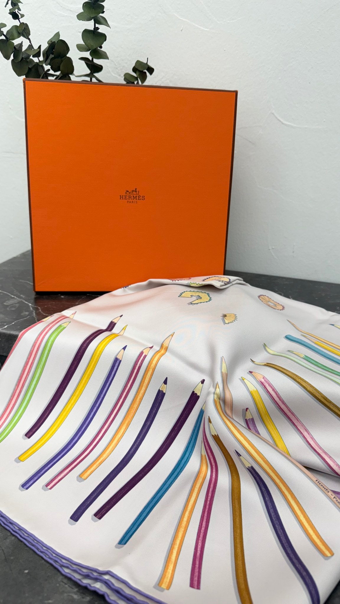 Hermes Multicolor Silk A Vos Crayon Carre 90 Scarf