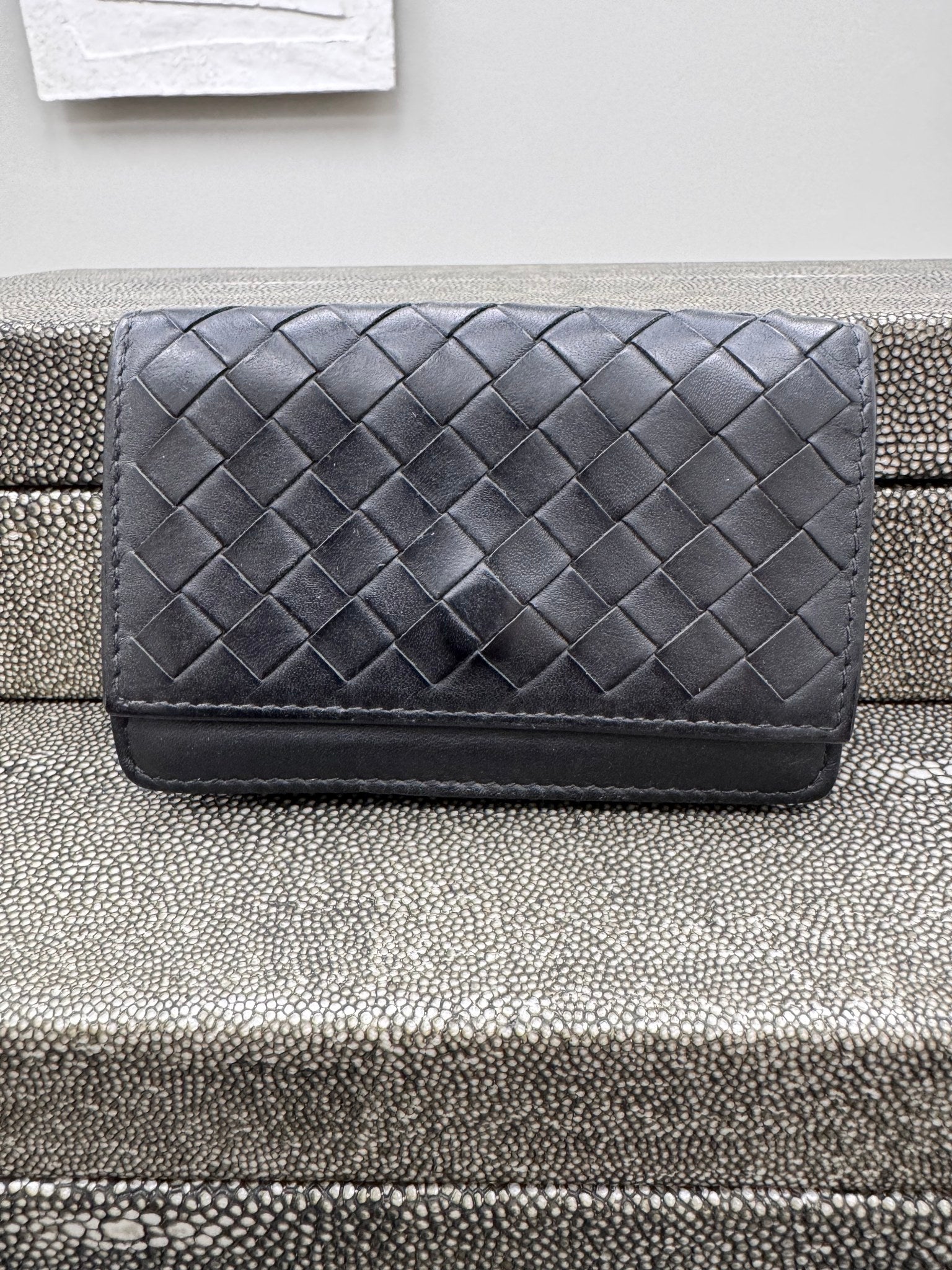 Bottega Veneta Black Intrecciato Leather Card Case