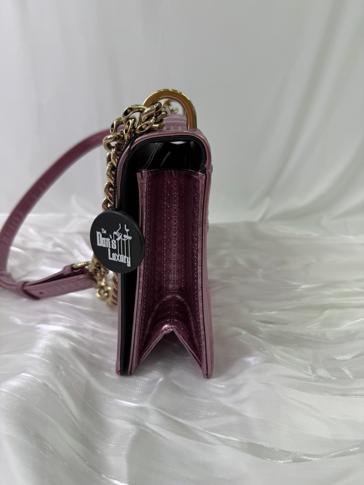 Christian Dior Pink Metallic Leather Diorama Handbag