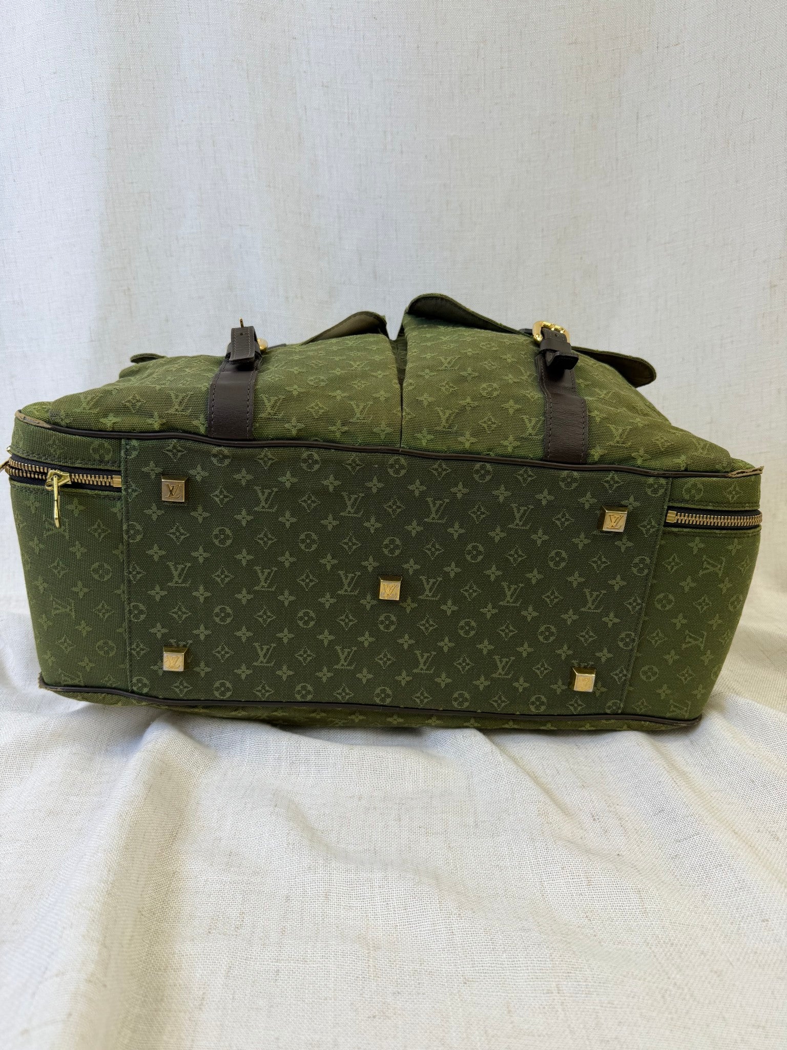 Louis Vuitton Olive Green Monogram Canvas Mini Lin Claudine Duffle Bag