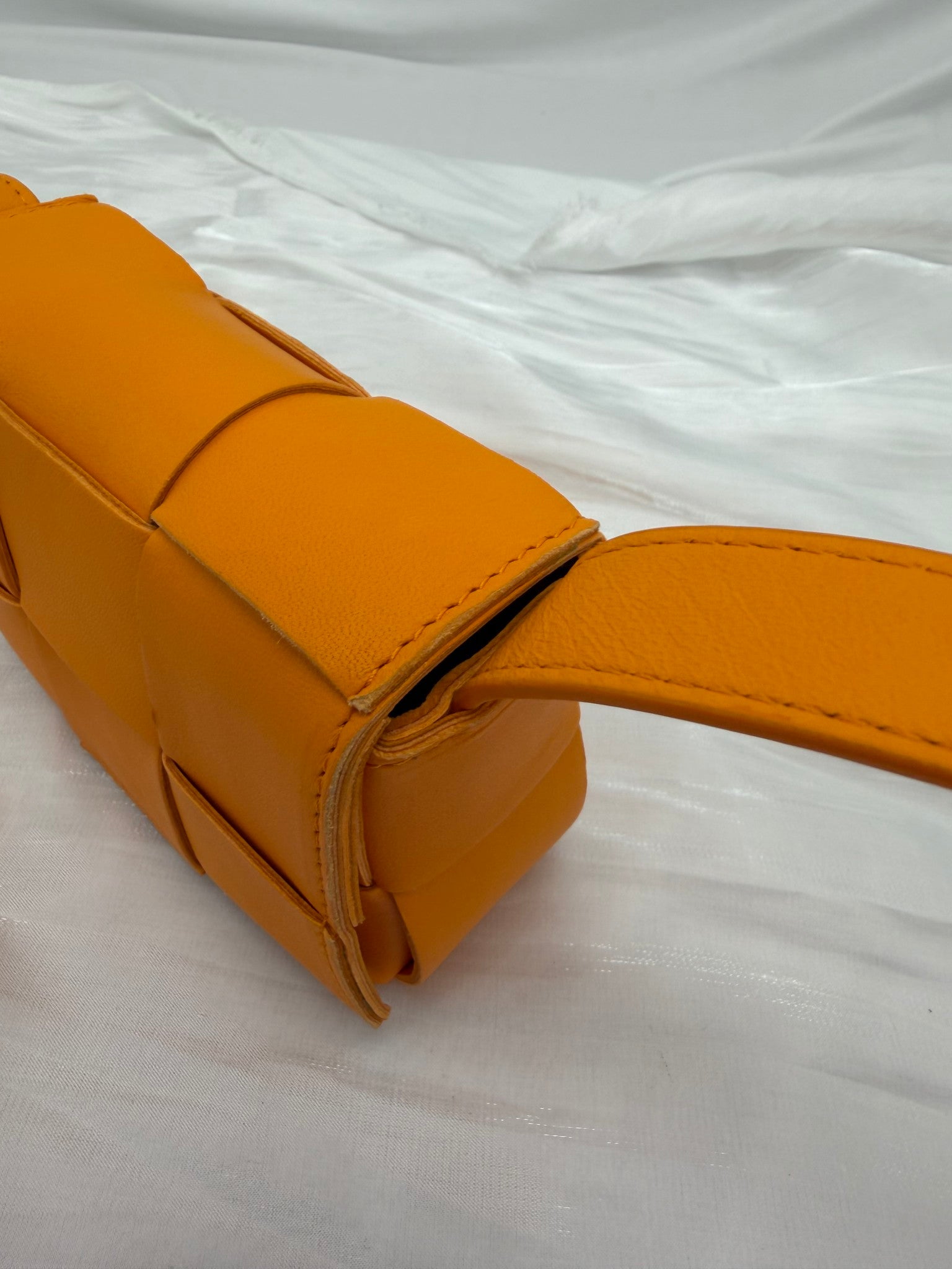 Bottega Veneta Orange Leather Mini Cassette