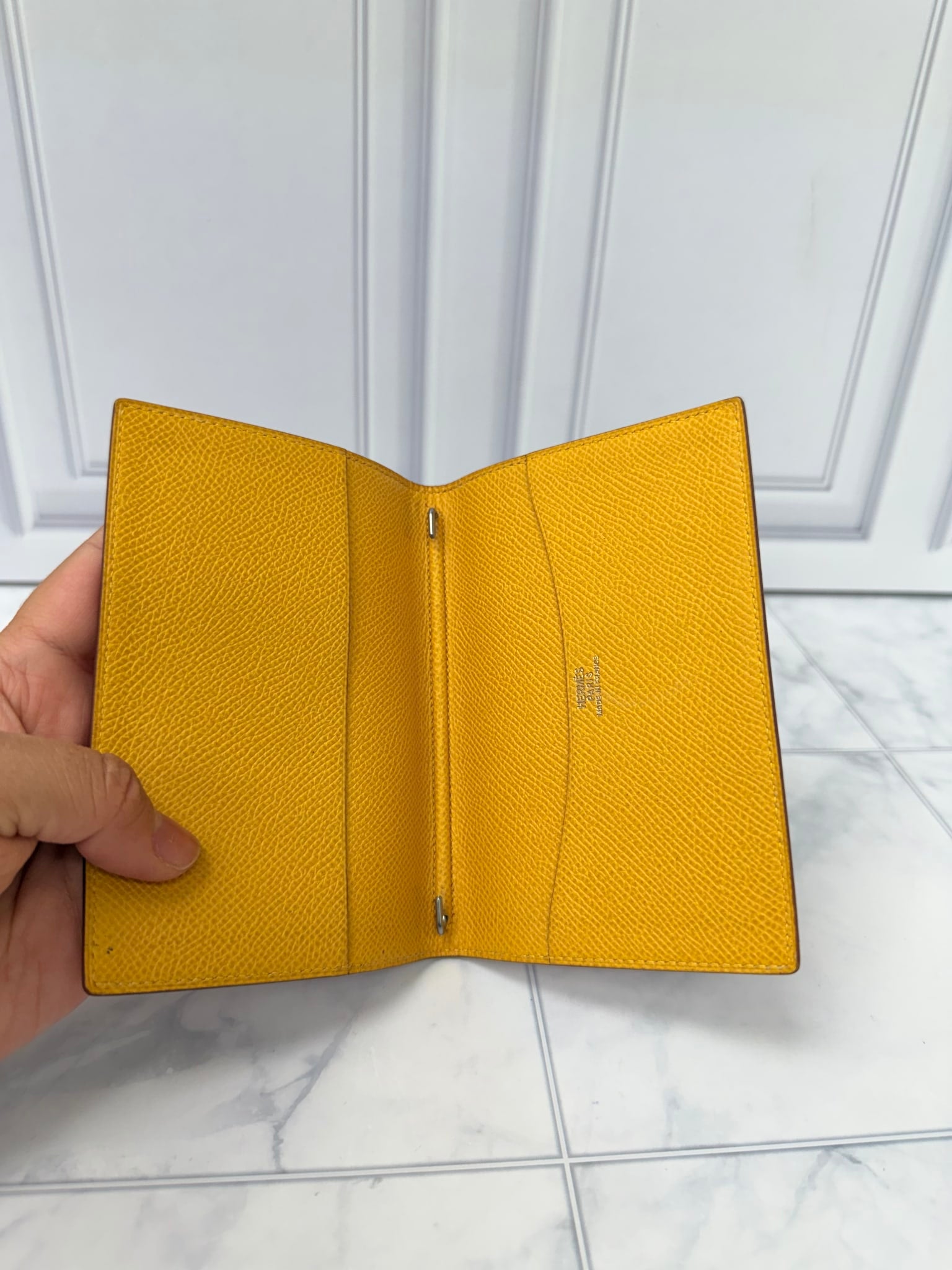 Hermes Red And Yellow Leather Passport Agenda Holder