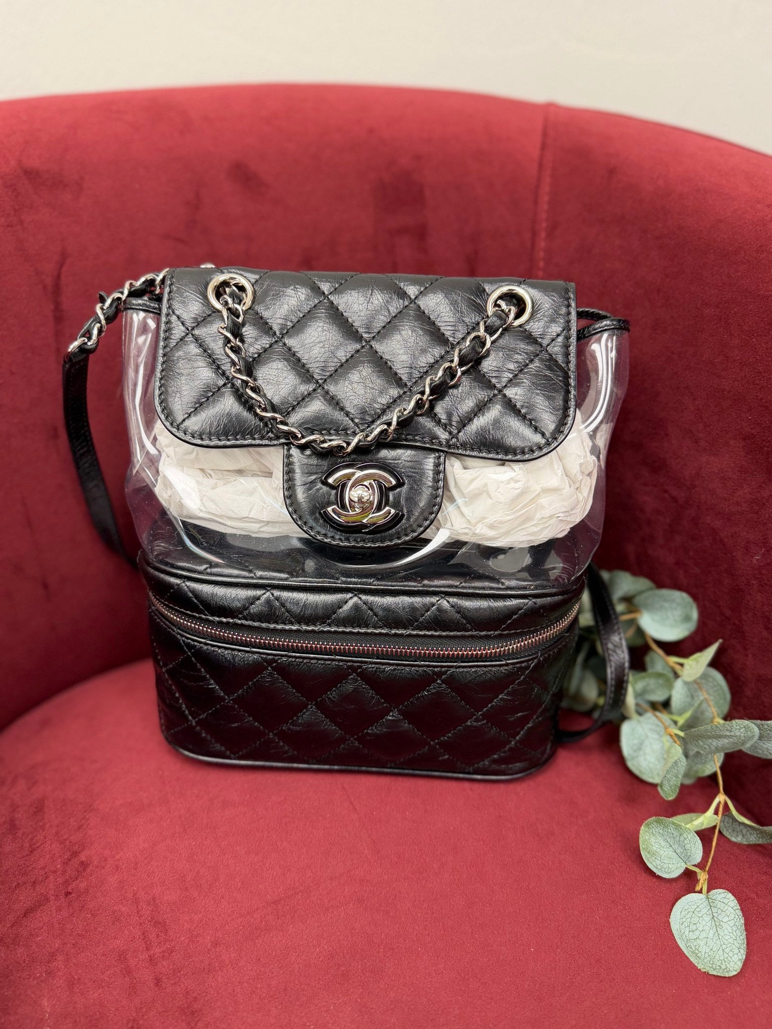 Chanel Clear PVC & Quilted Crinkle Calfskin Aquarium Backpack