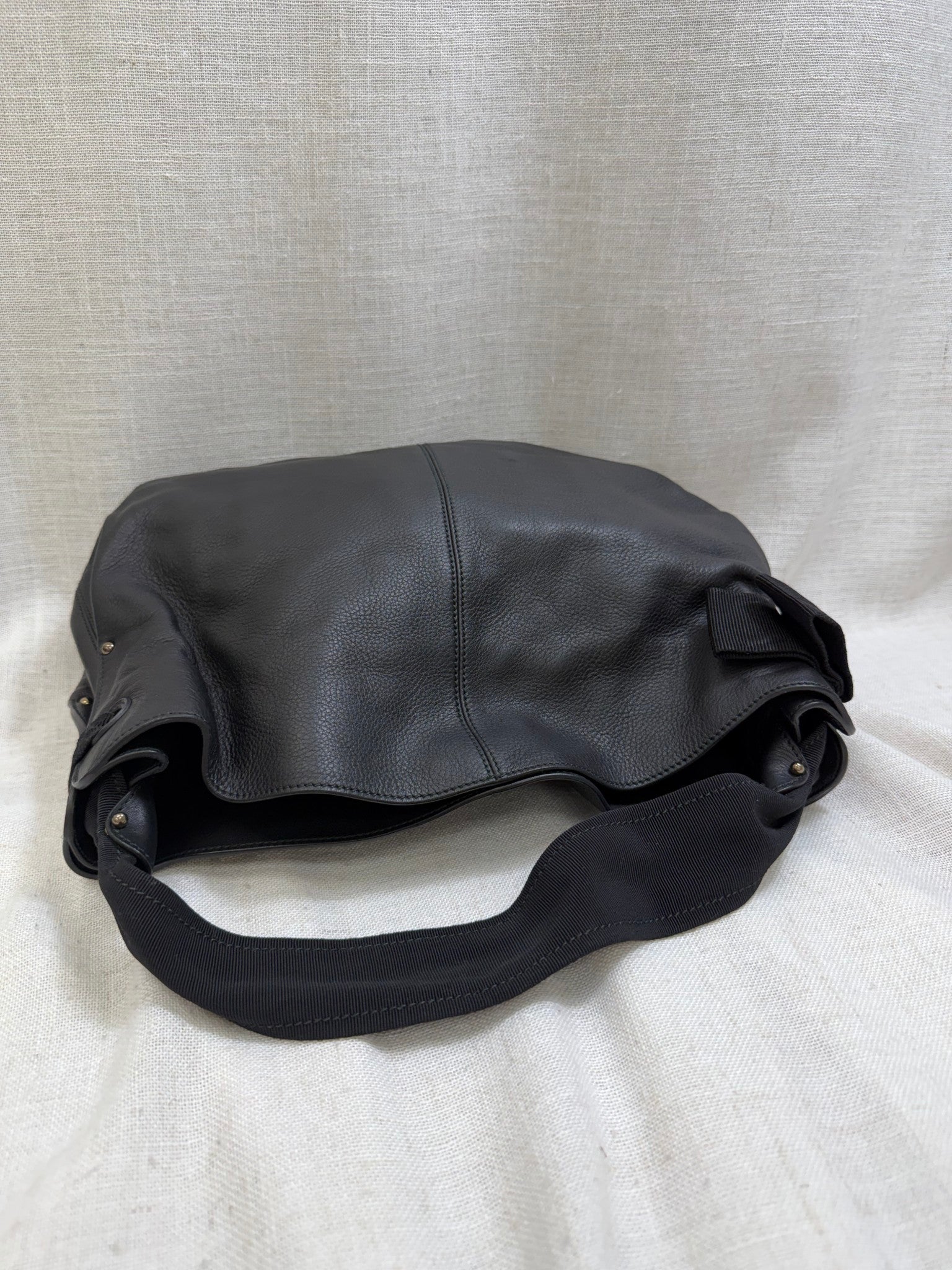 Salvatore Ferragamo Black Leather Vara Bow Hobo Handbag