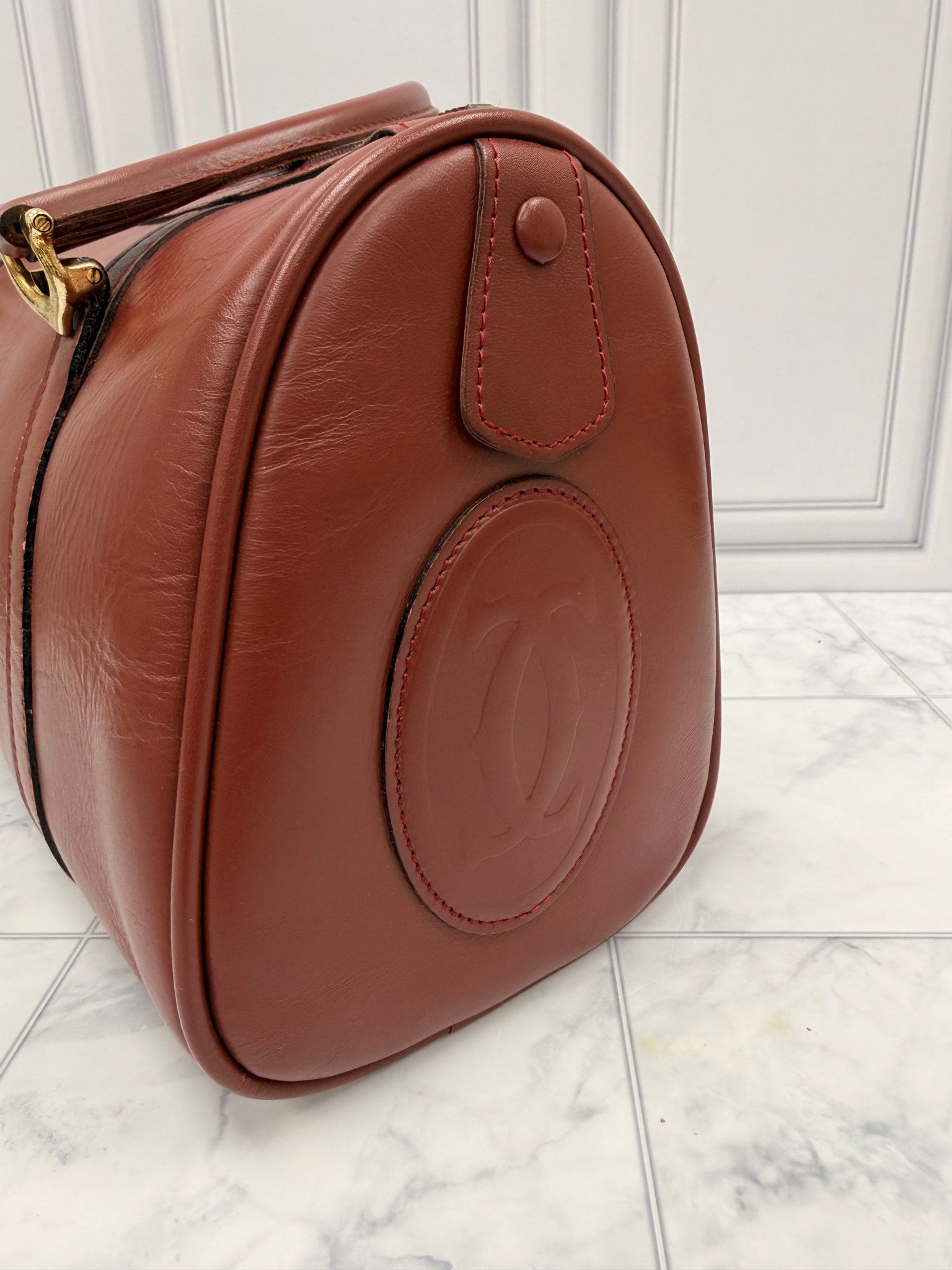 Cartier Burgundy Leather Must Line Boston Bag