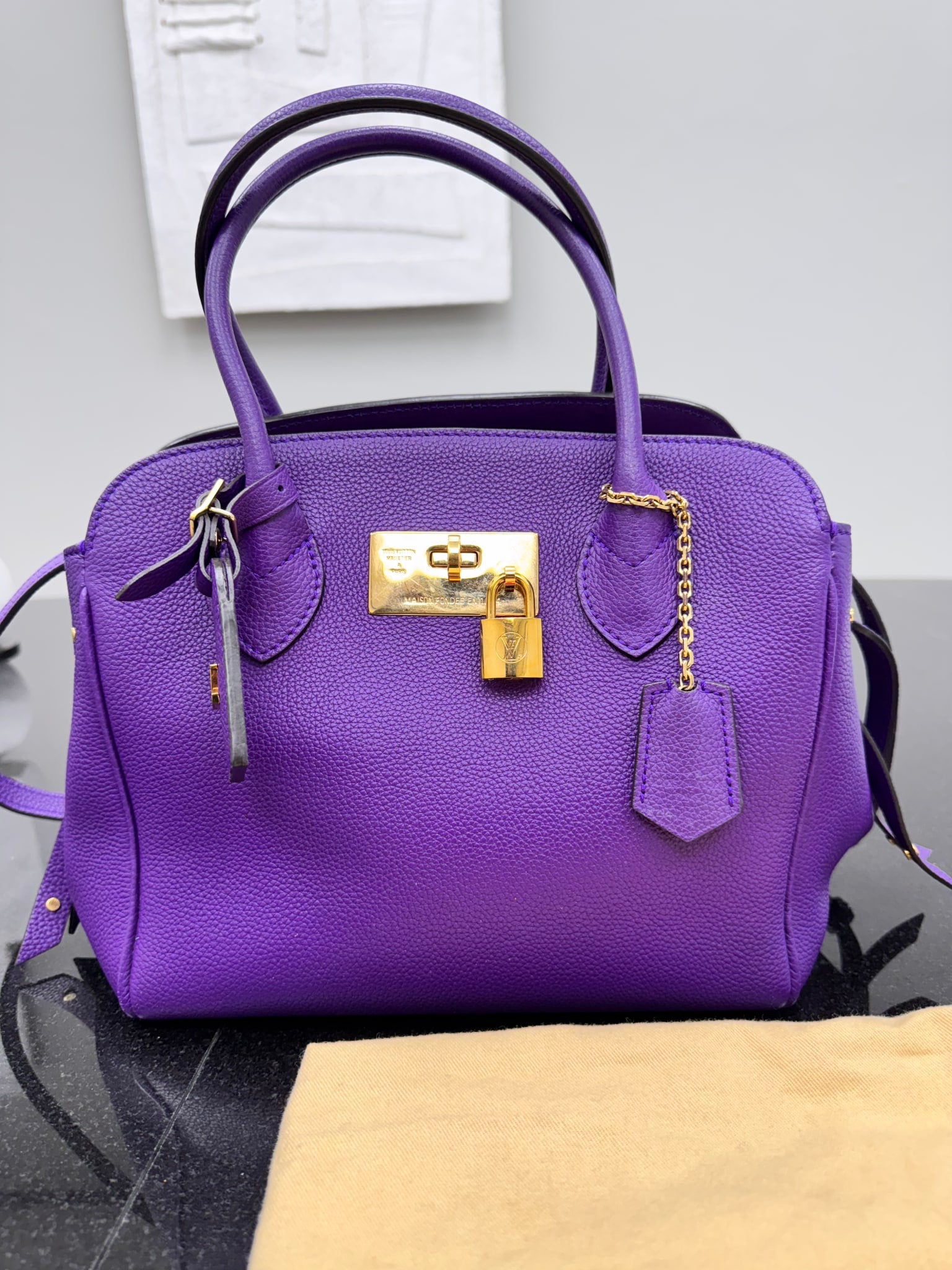 Louis Vuitton Purple Grained Leather Milla Pm 2Way Bag