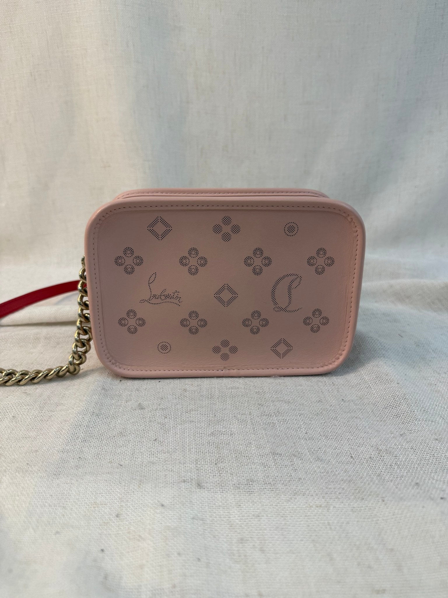 Christian Louboutin Light Pink Leather Raidioloubi Camera Bag
