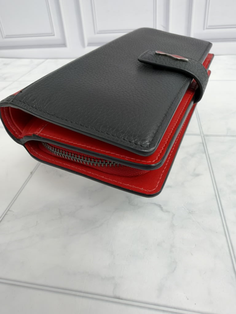 Christian Louboutin Black & Red Grained Leather Paloma Long Wallet
