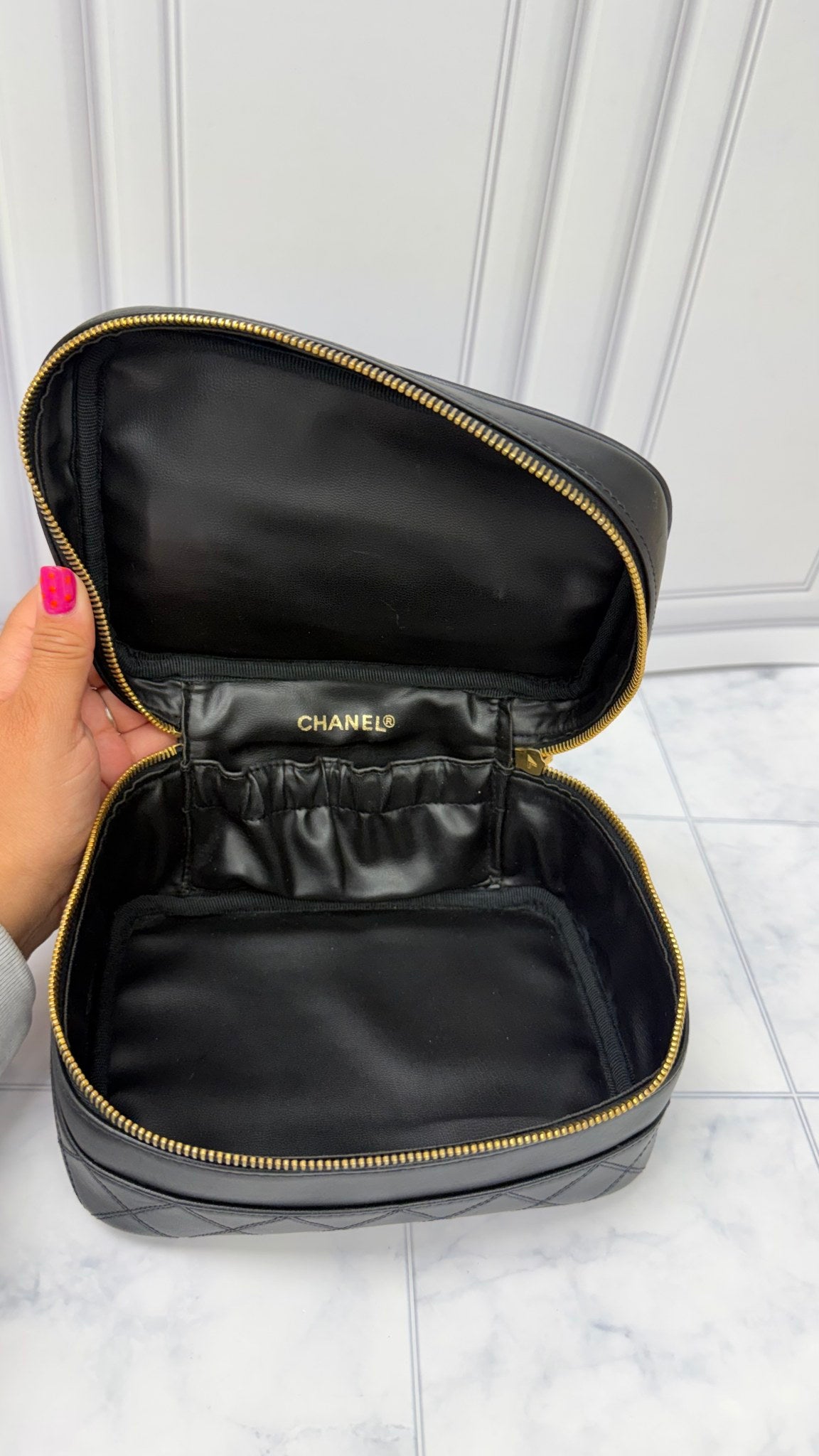 Chanel Black Lambskin Vanity Case