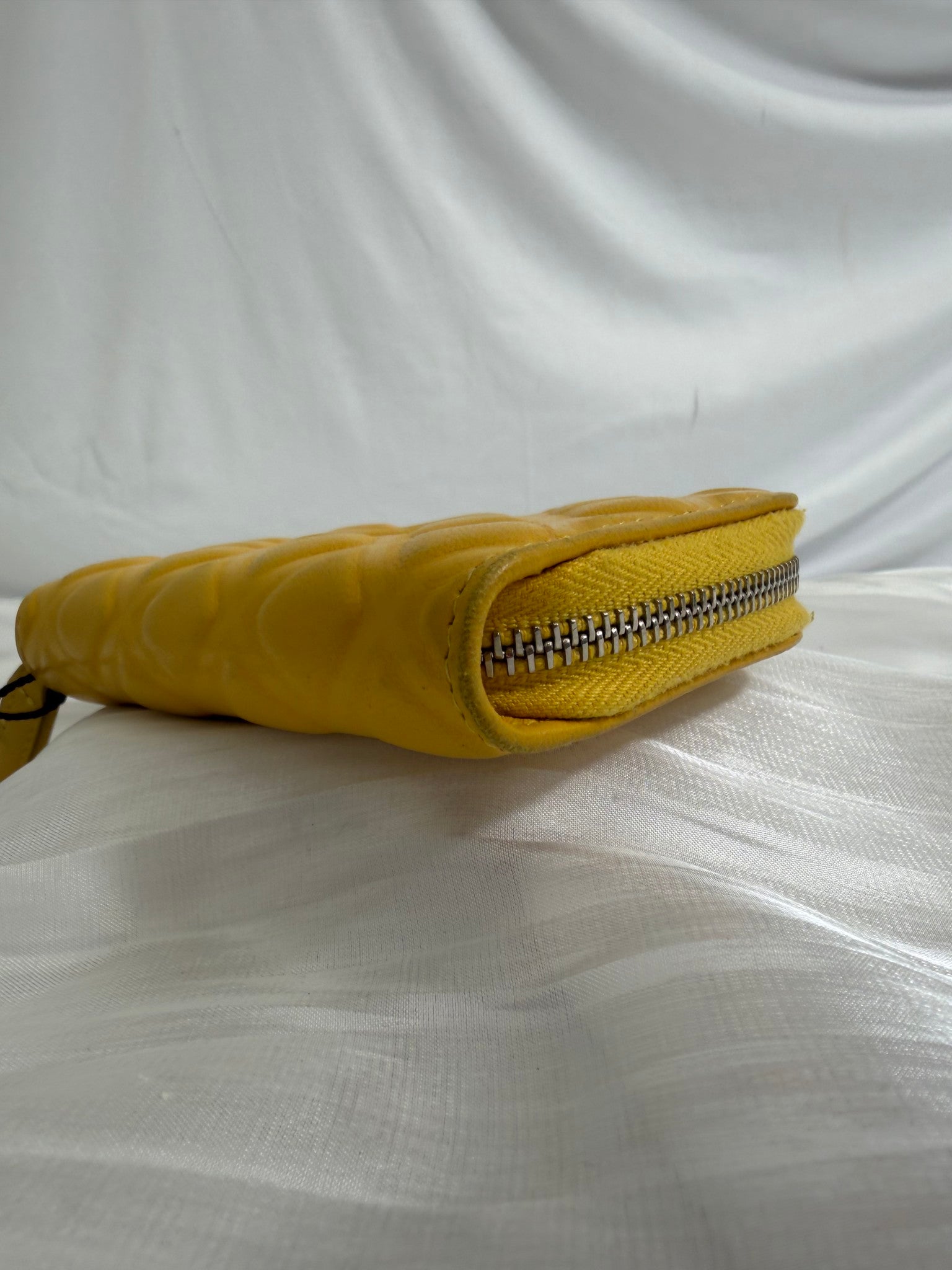 Chanel Yellow Calfskin Coco Mark Diamond Zippy Coin Case