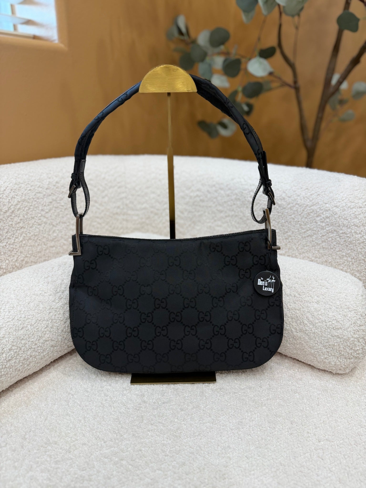 Gucci Black Nylon GG Print Shoulder Bag