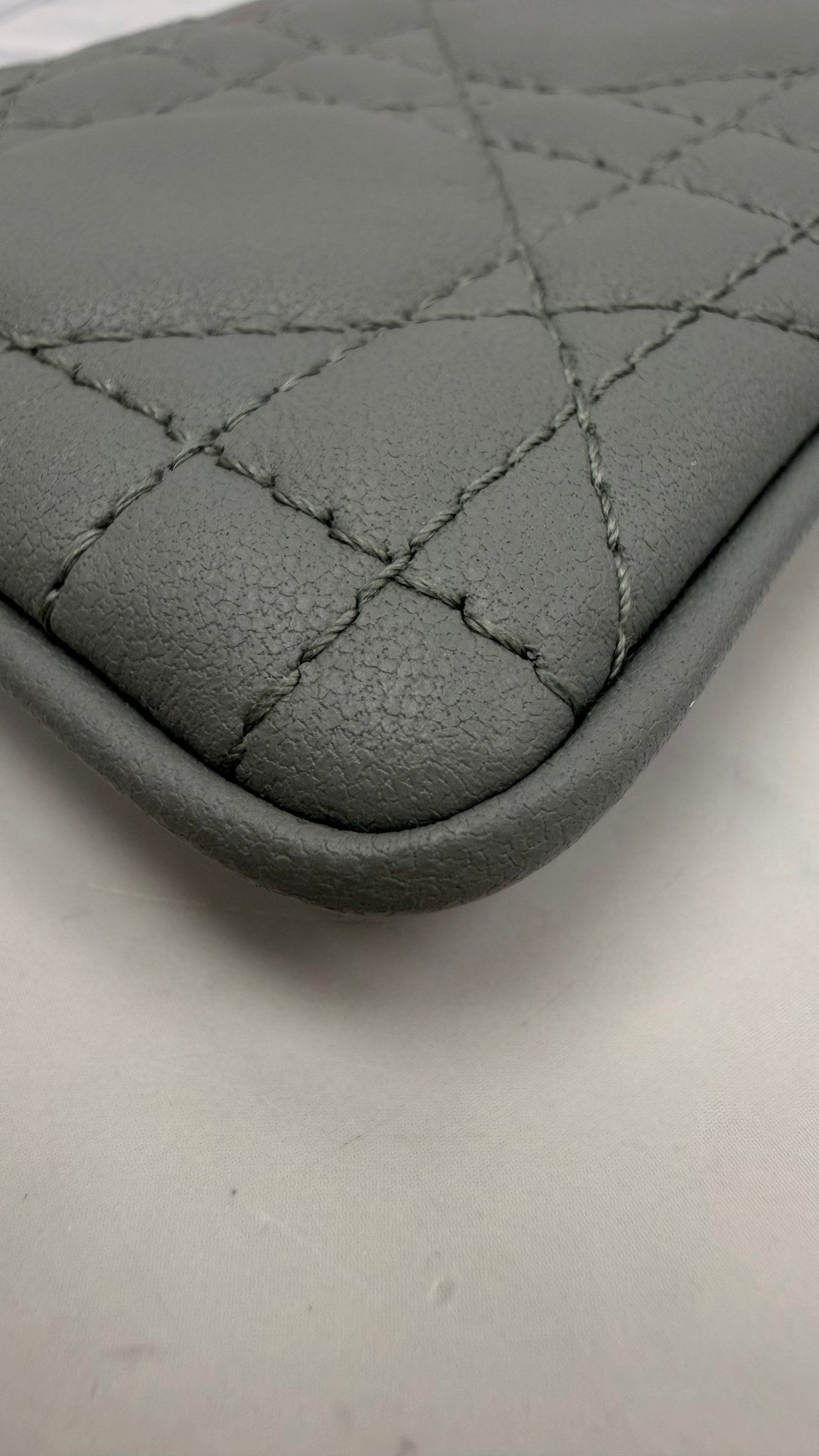 Christian Dior Grey Cannage Lambskin Leather My Astor Key Case
