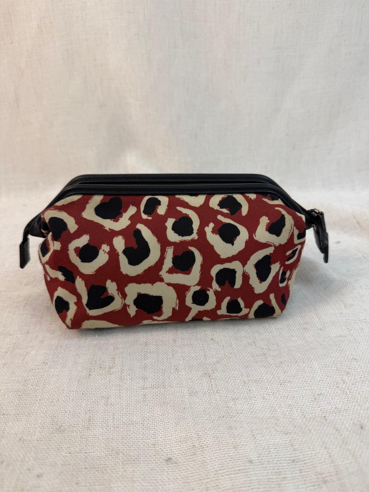 Gucci Red Canvas Leopard Cosmetic Bag