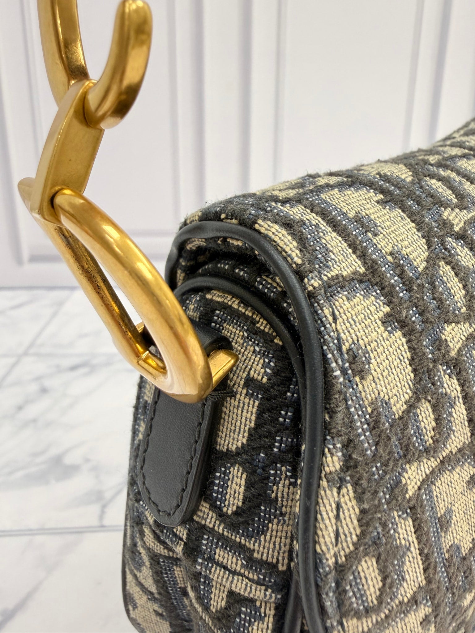 Christian Dior Oblique Jacquard Mini Saddle Bag