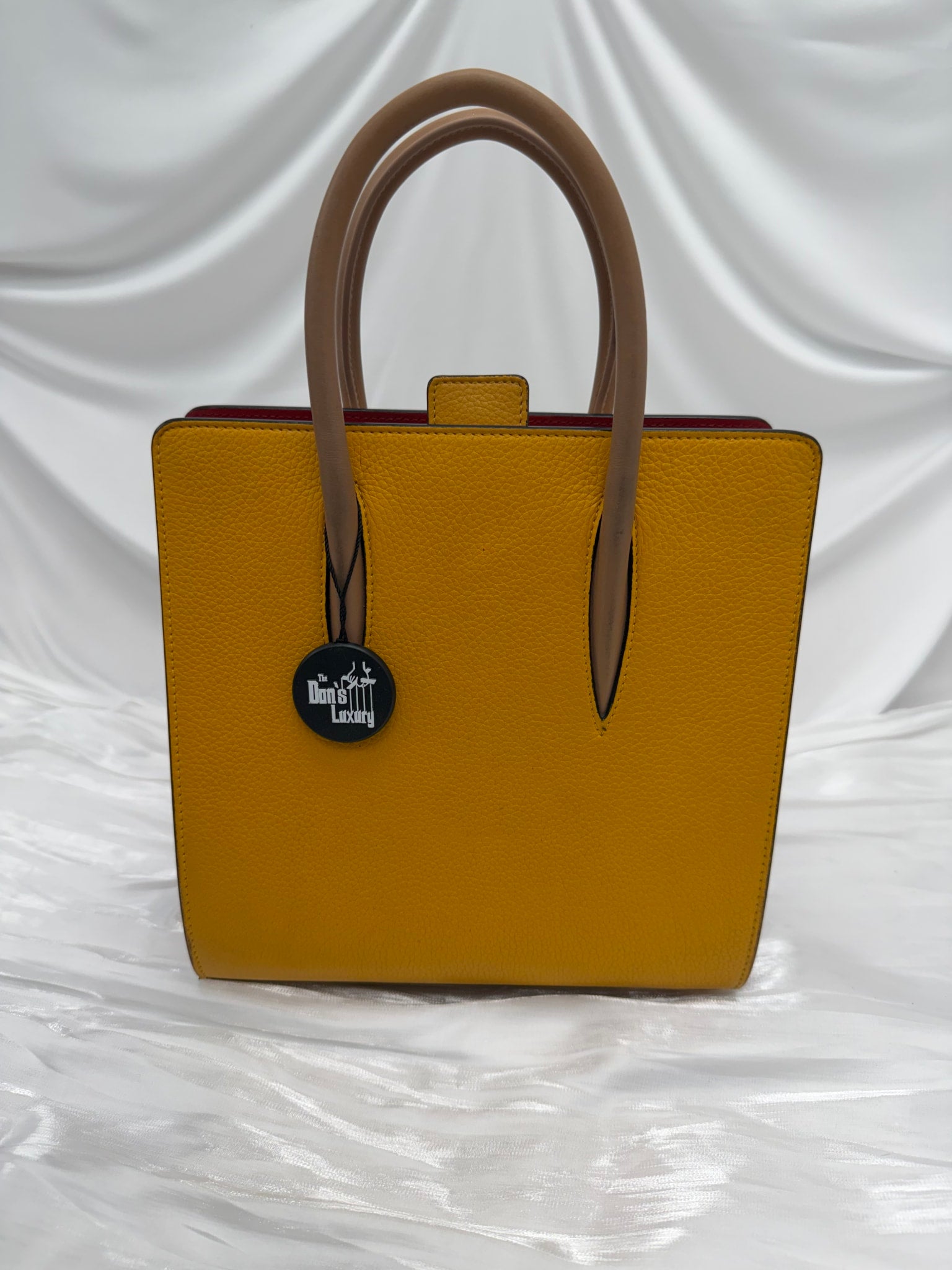 Christian Louboutin Yellow Leather & Textile Small Paloma Handbag