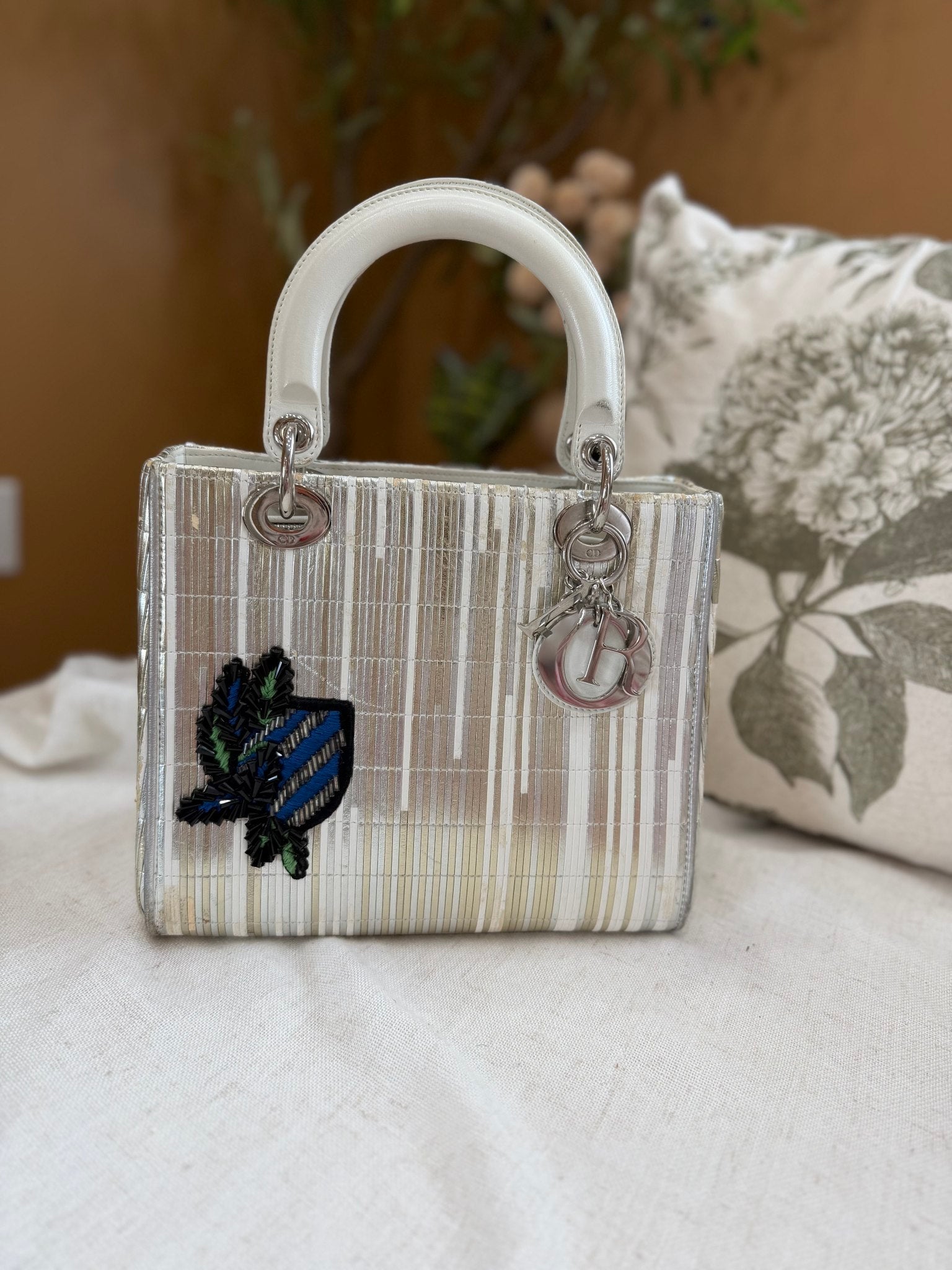 Christian Dior Multicolor Metallic Medium Lady Dior Bag