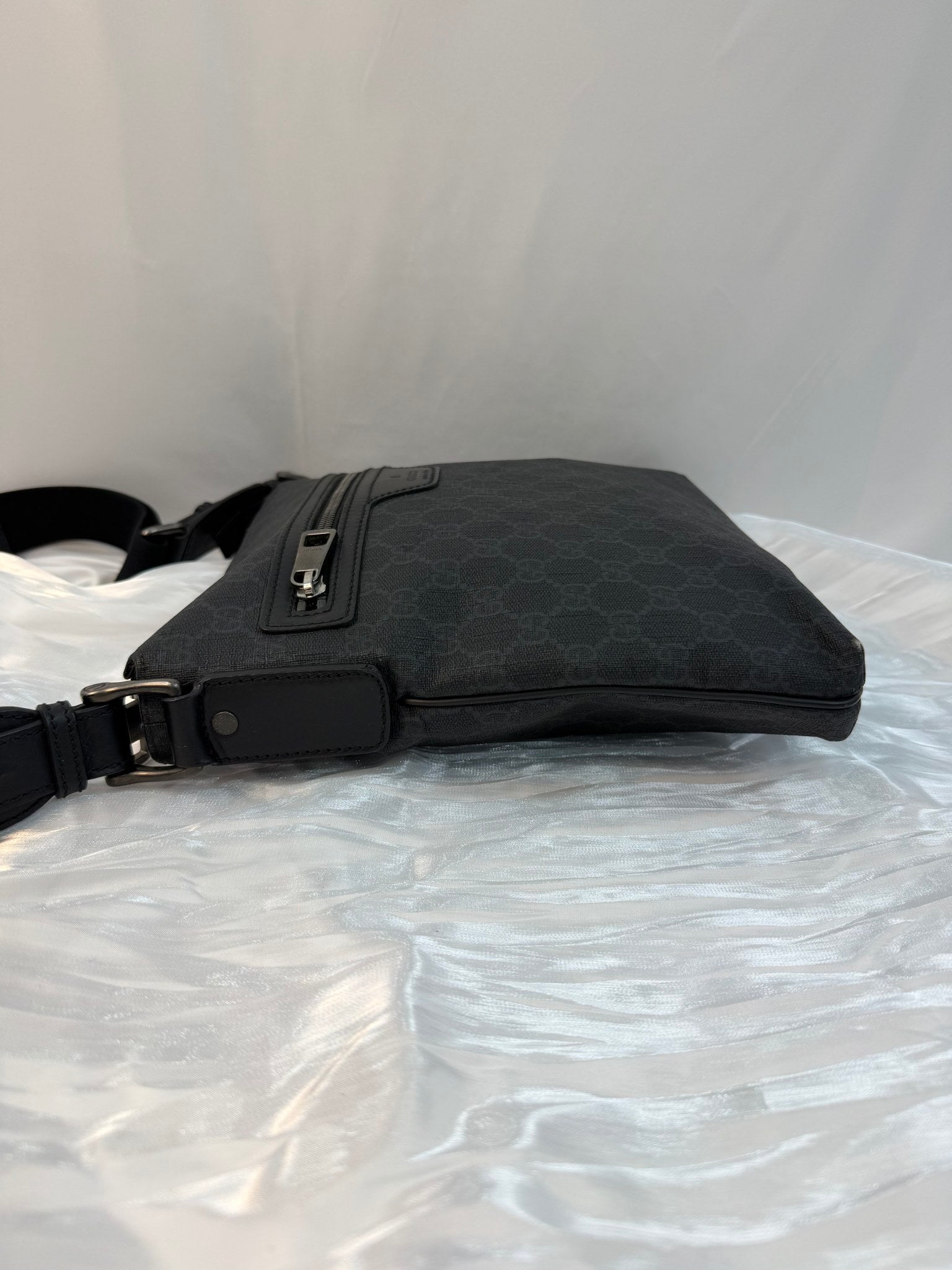 Gucci Black GG Coated Canvas Messenger Bag