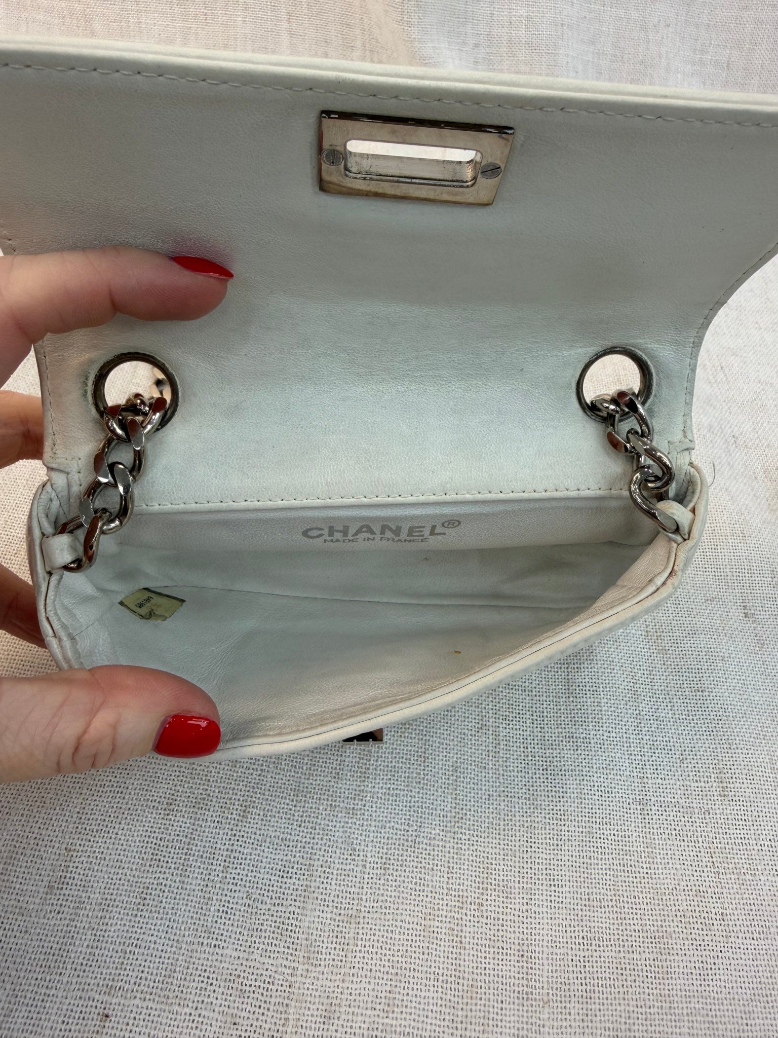 Chanel White Calfskin Mini Flap Bag