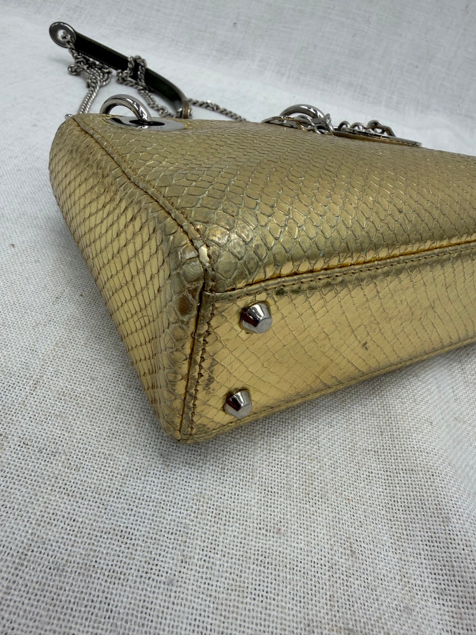 Christian Dior Gold ExtoicSnakeskin Mini Lady Dior