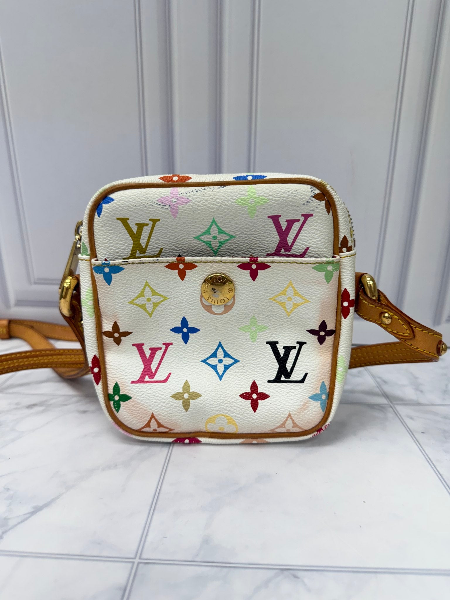 Louis Vuitton White Multicolor Monogram Rift Crossbody Bag