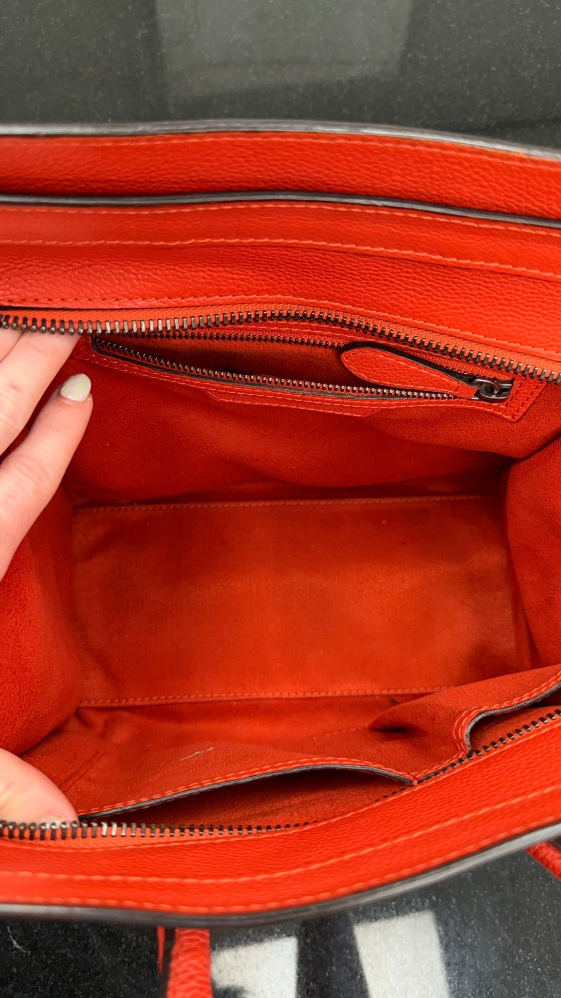 Celine Red Leather Micro Luggage Bag