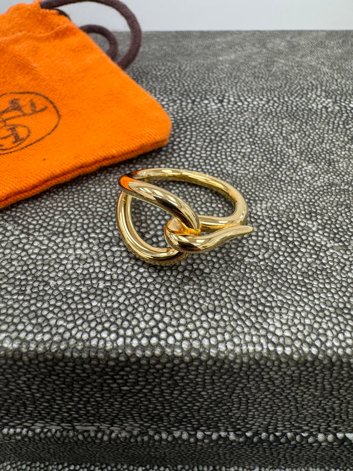 Hermes Gold Tone Jumbo Scarf Ring