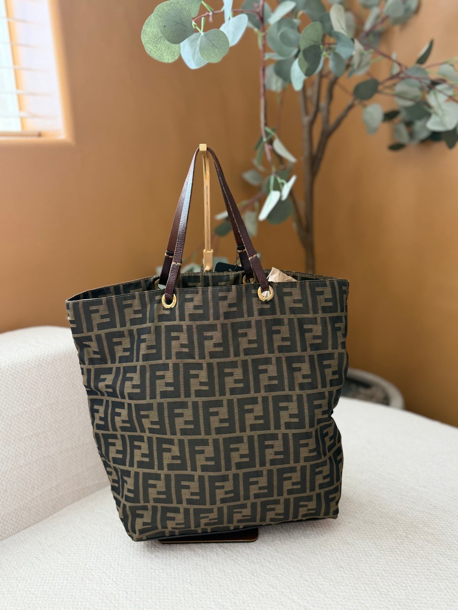 Fendi Brown Canvas Zucca Tote Bag