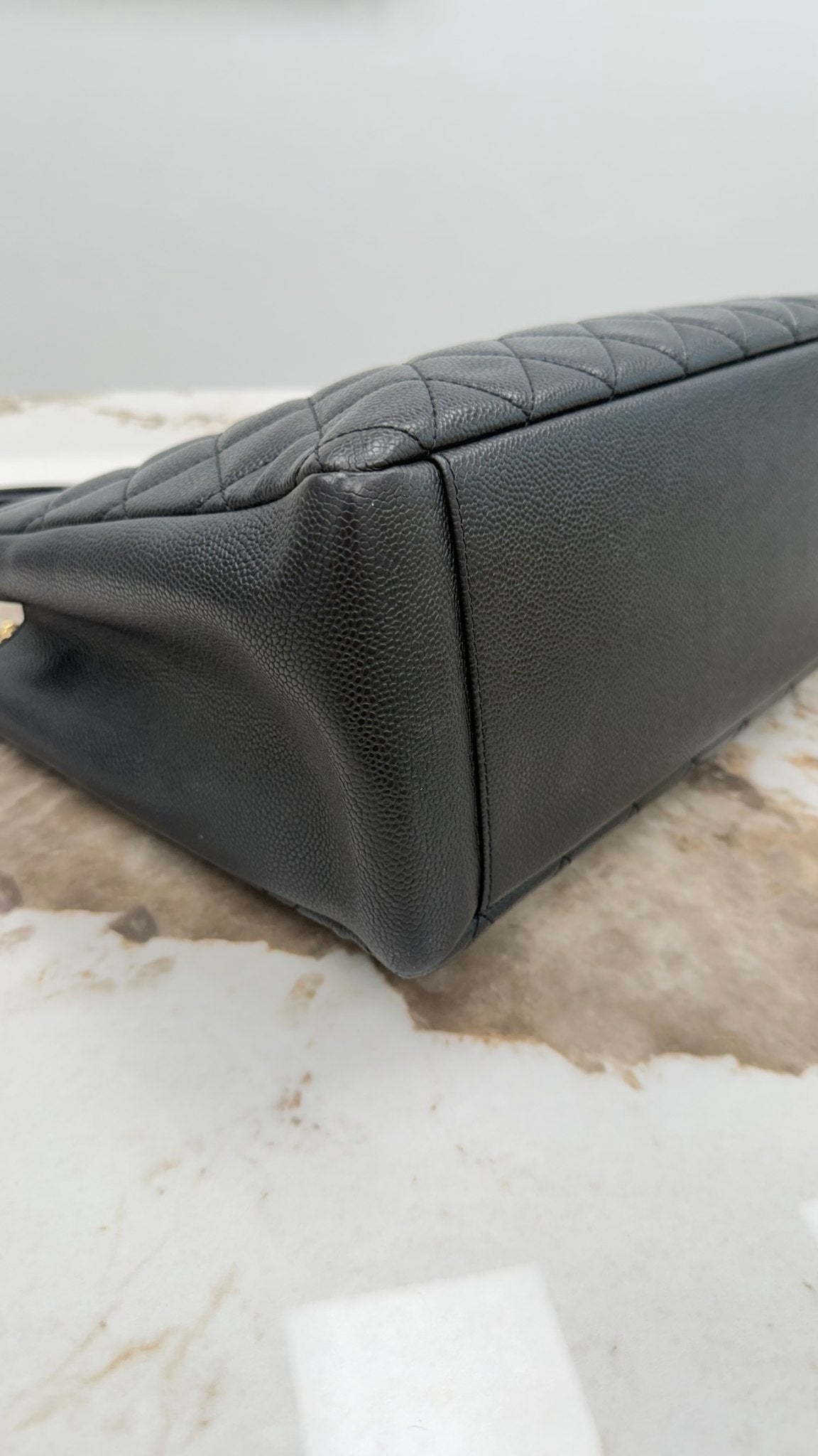 Chanel Black Quilted Caviar Leather Grand Shopping Tote (GST)