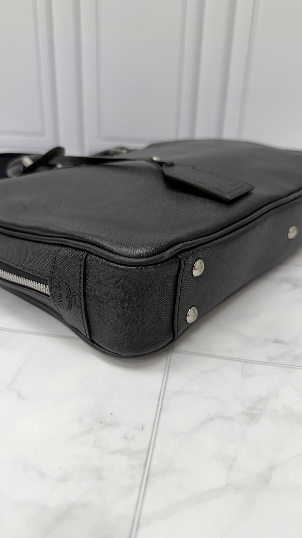 MCM Black Leather Business Bag