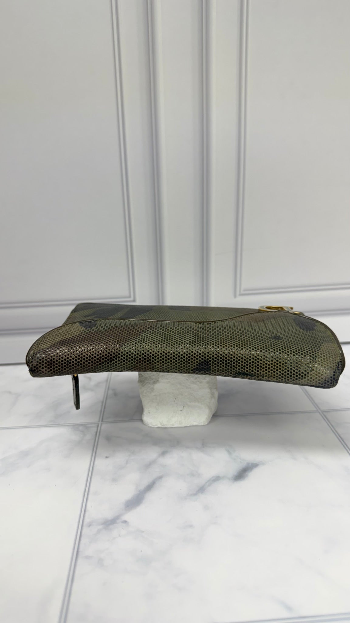 Christian Dior Green Canvas Camouflage Saddle Wallet