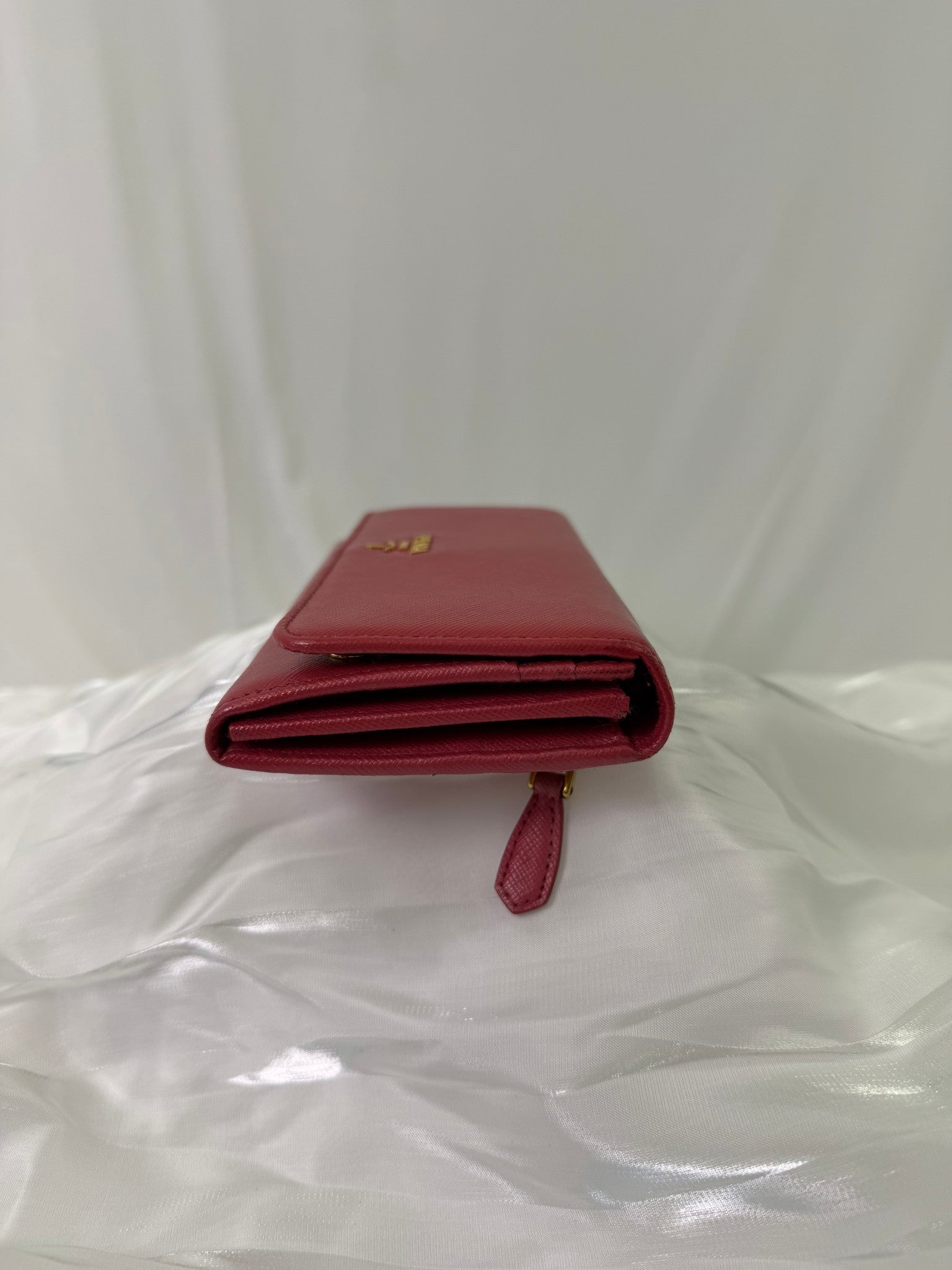 Prada Pink Saffiano Leather Long Snap Wallet