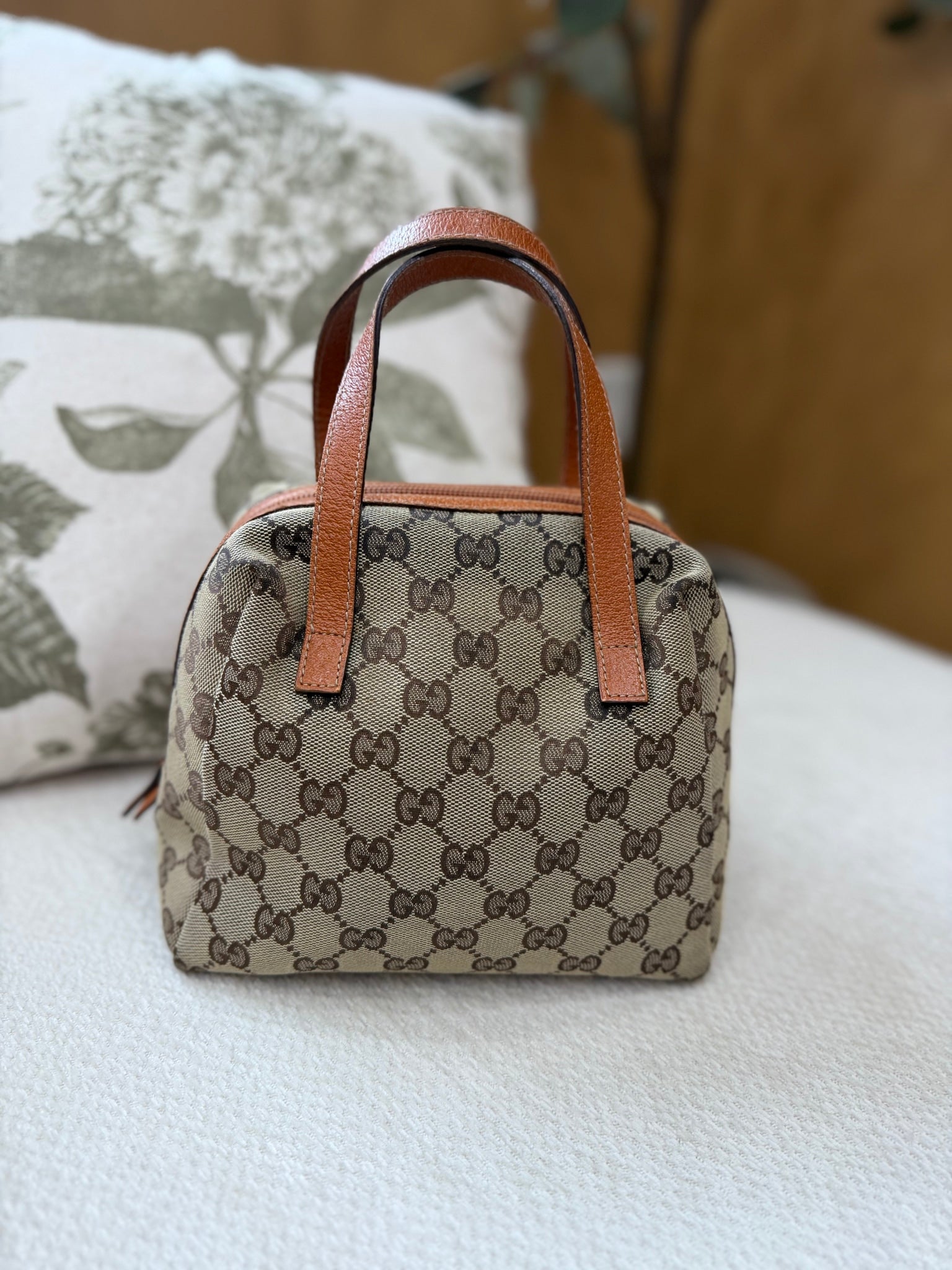 Gucci Tan GG Canvas & Leather Mini Dome Handbag