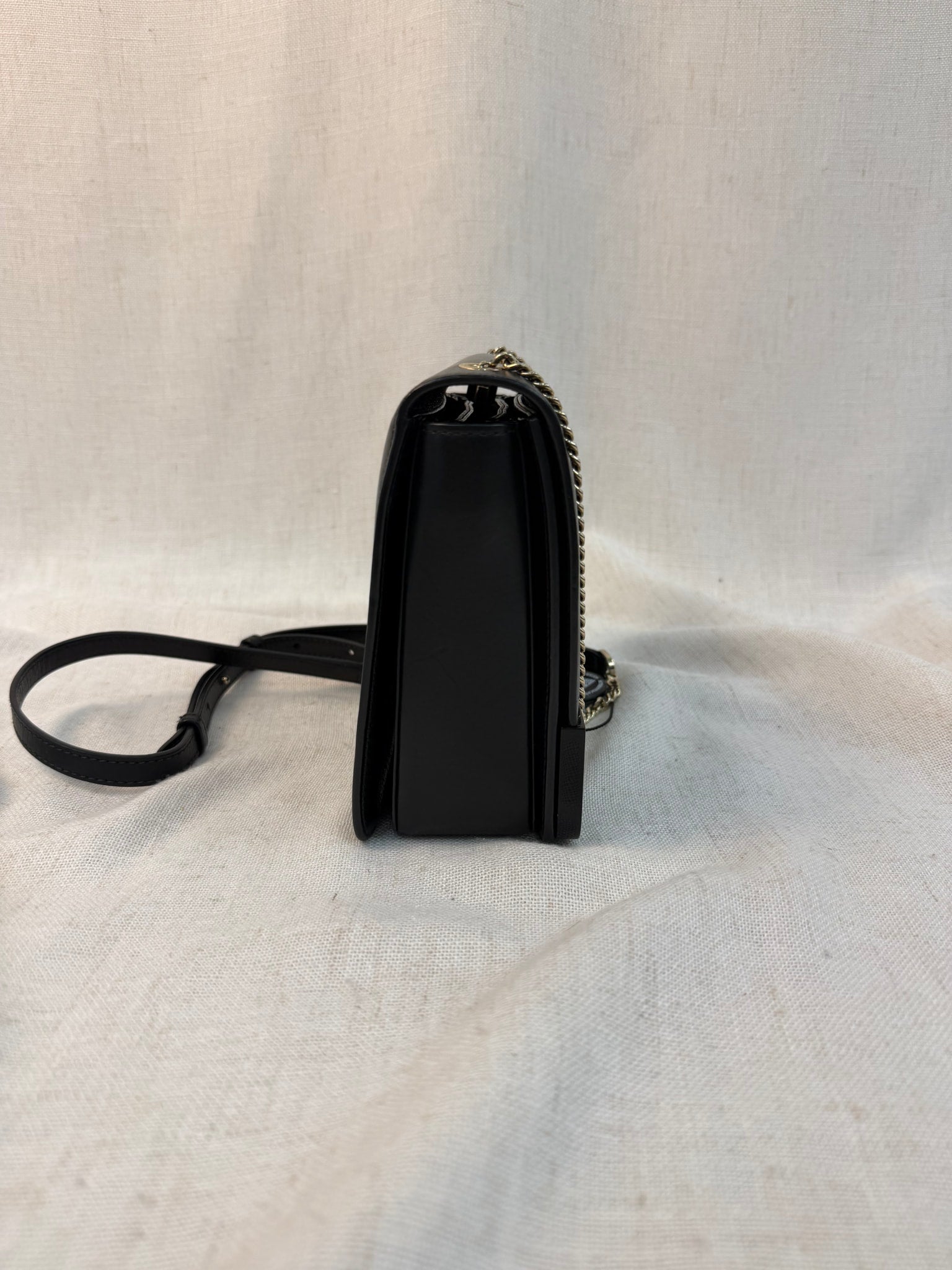 Blvgari Black Leather Small Flap Bag