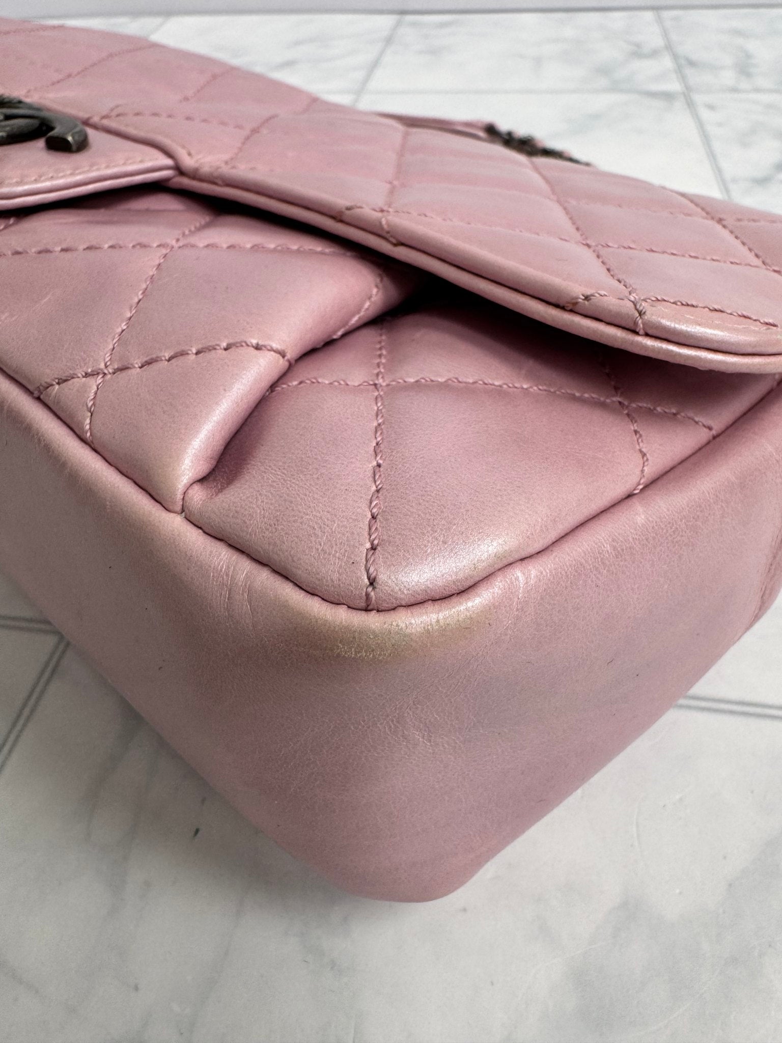 Chanel Metallic Pink Quilted Leather Coco Pleats Flap Bag