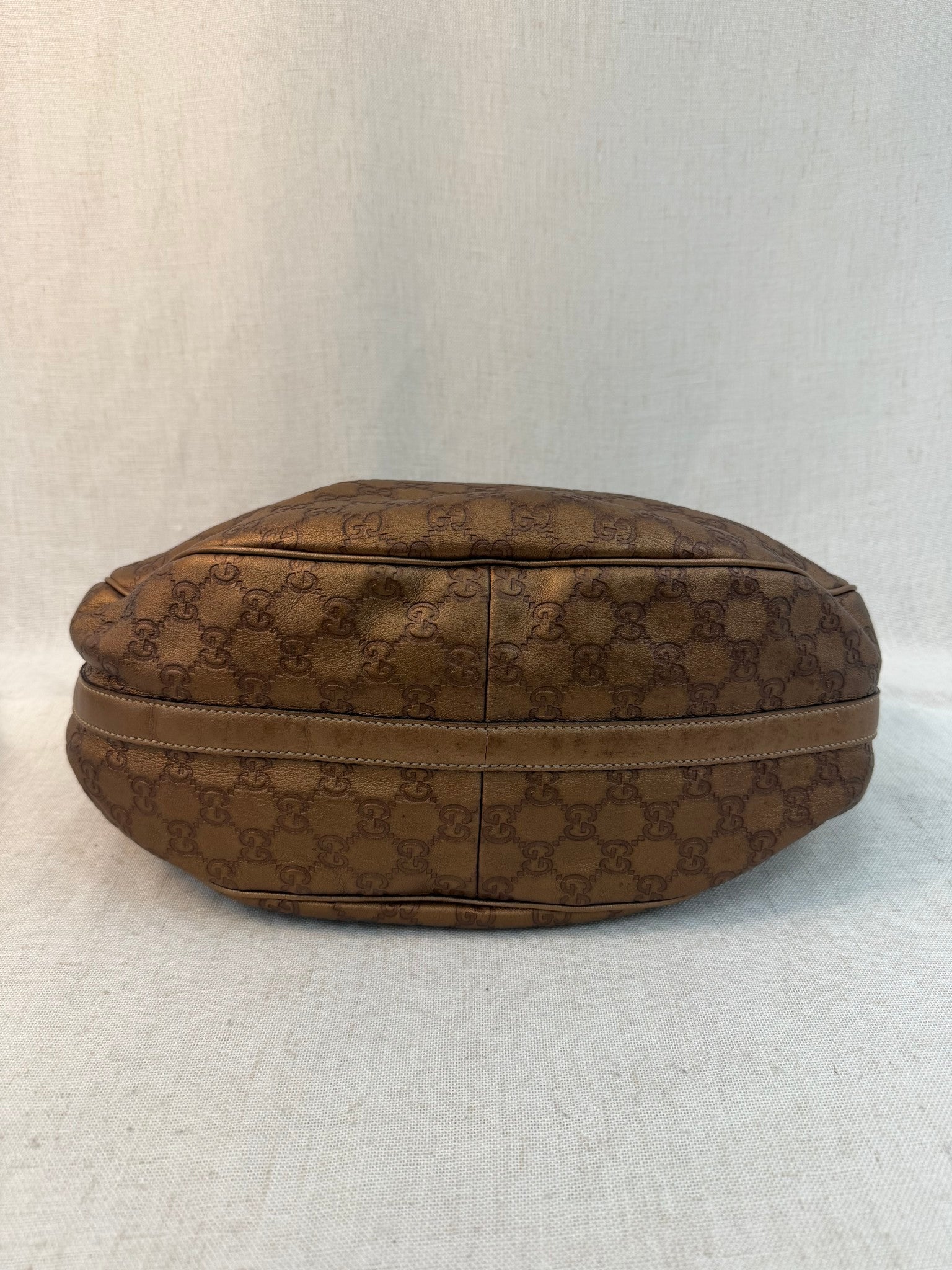Gucci Bronze Leather Guccissima Sukey Hobo Bag