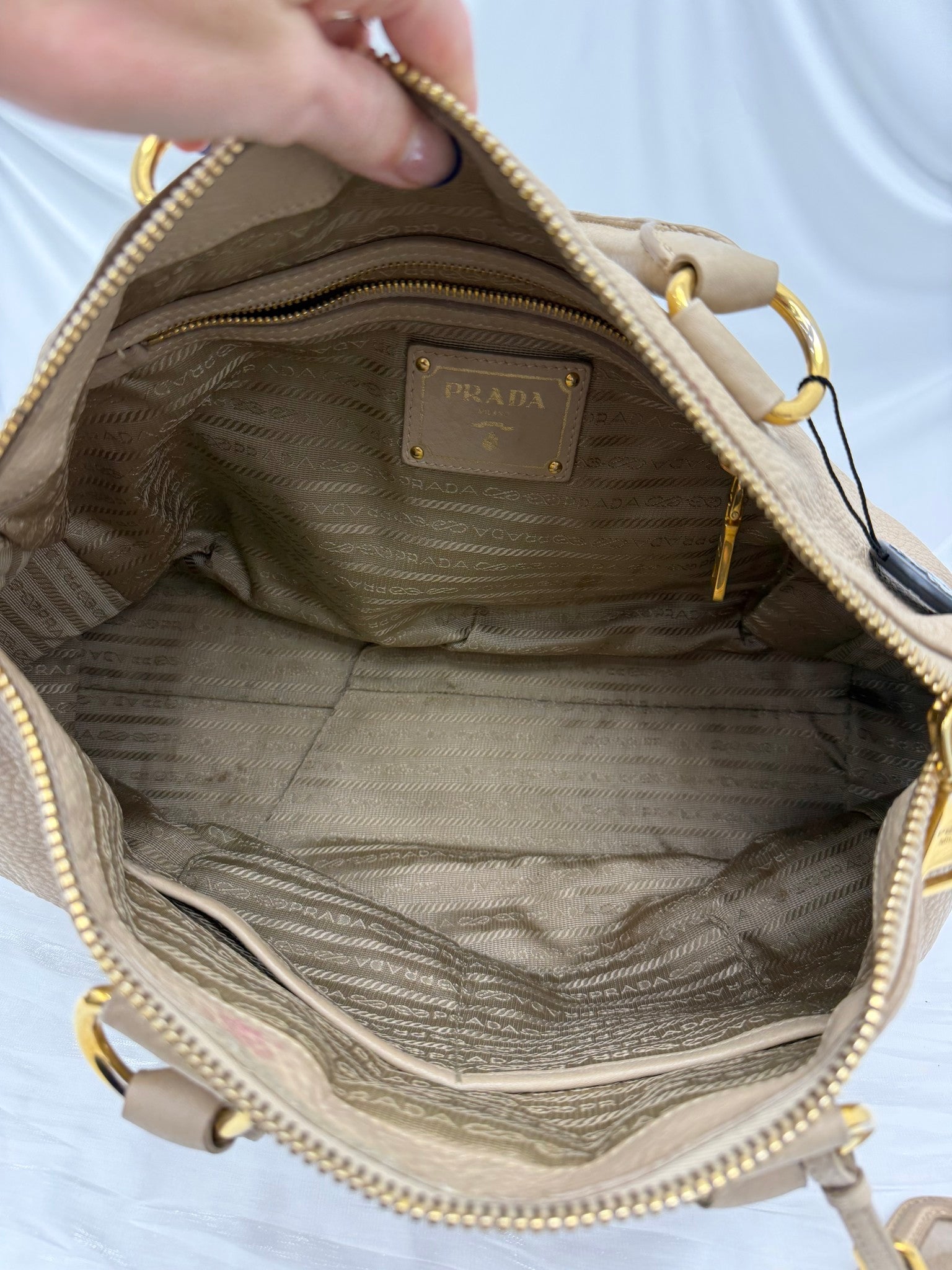 Prada Tan Leather Shoulder Tote