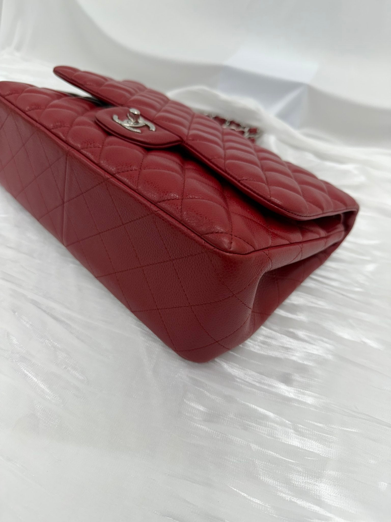 Chanel Red Caviar Jumbo Double Flap Bag