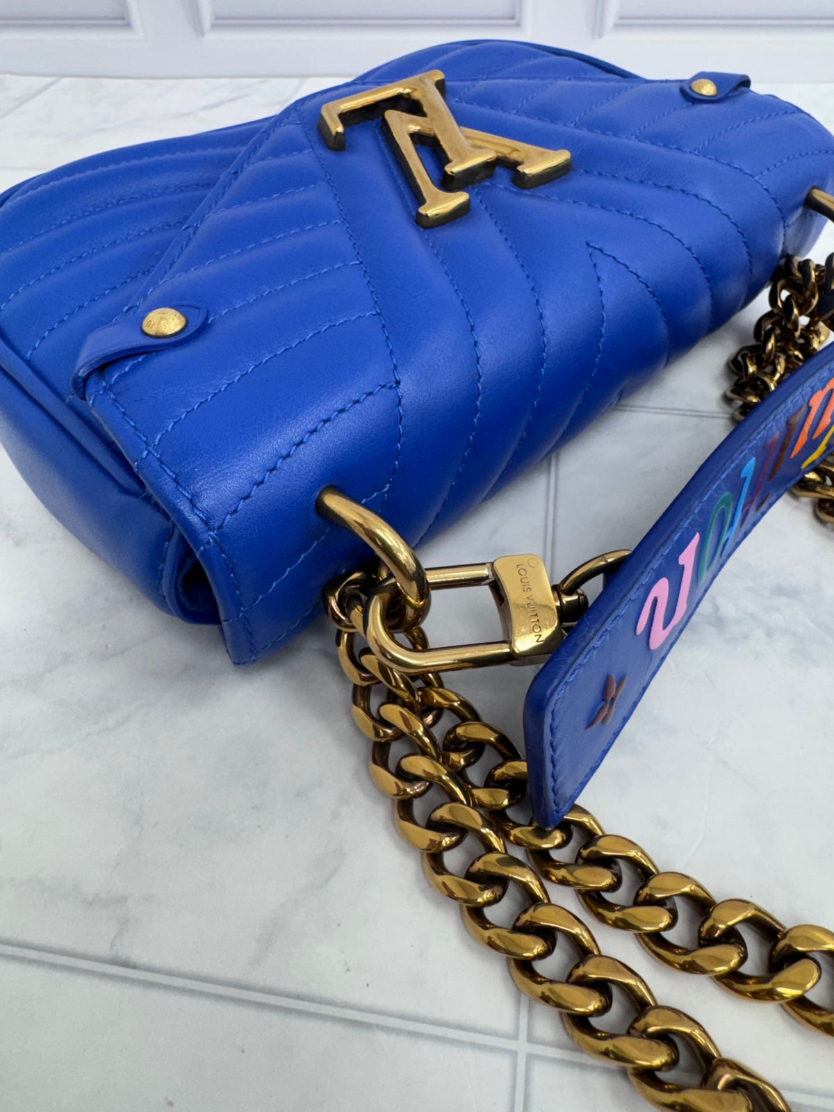 LIKE NEW - Louis Vuitton Blue Quilted Leather New Wave Bag PM