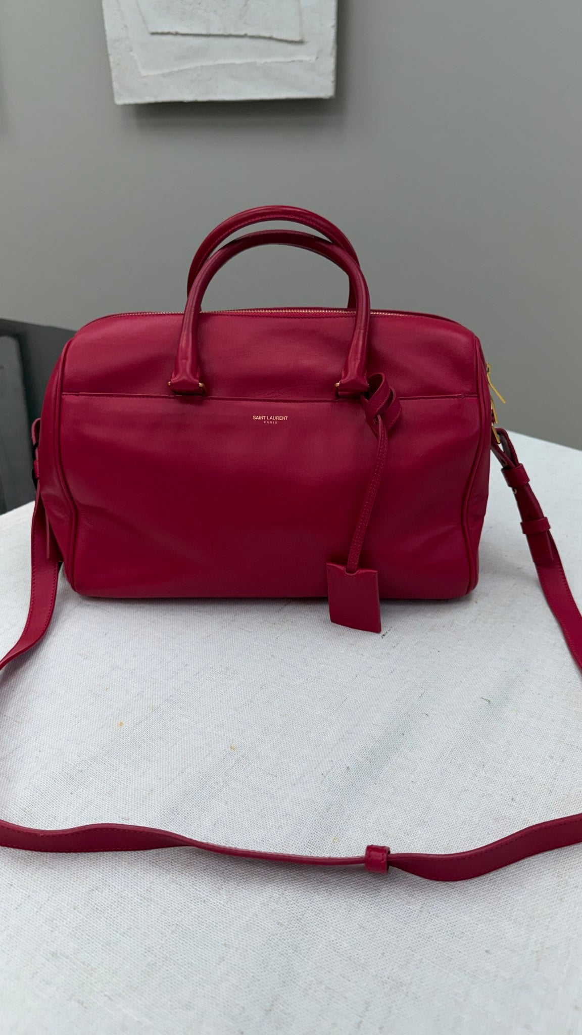 Saint Laurent YSL Pink Leather Classic Baby Duffle