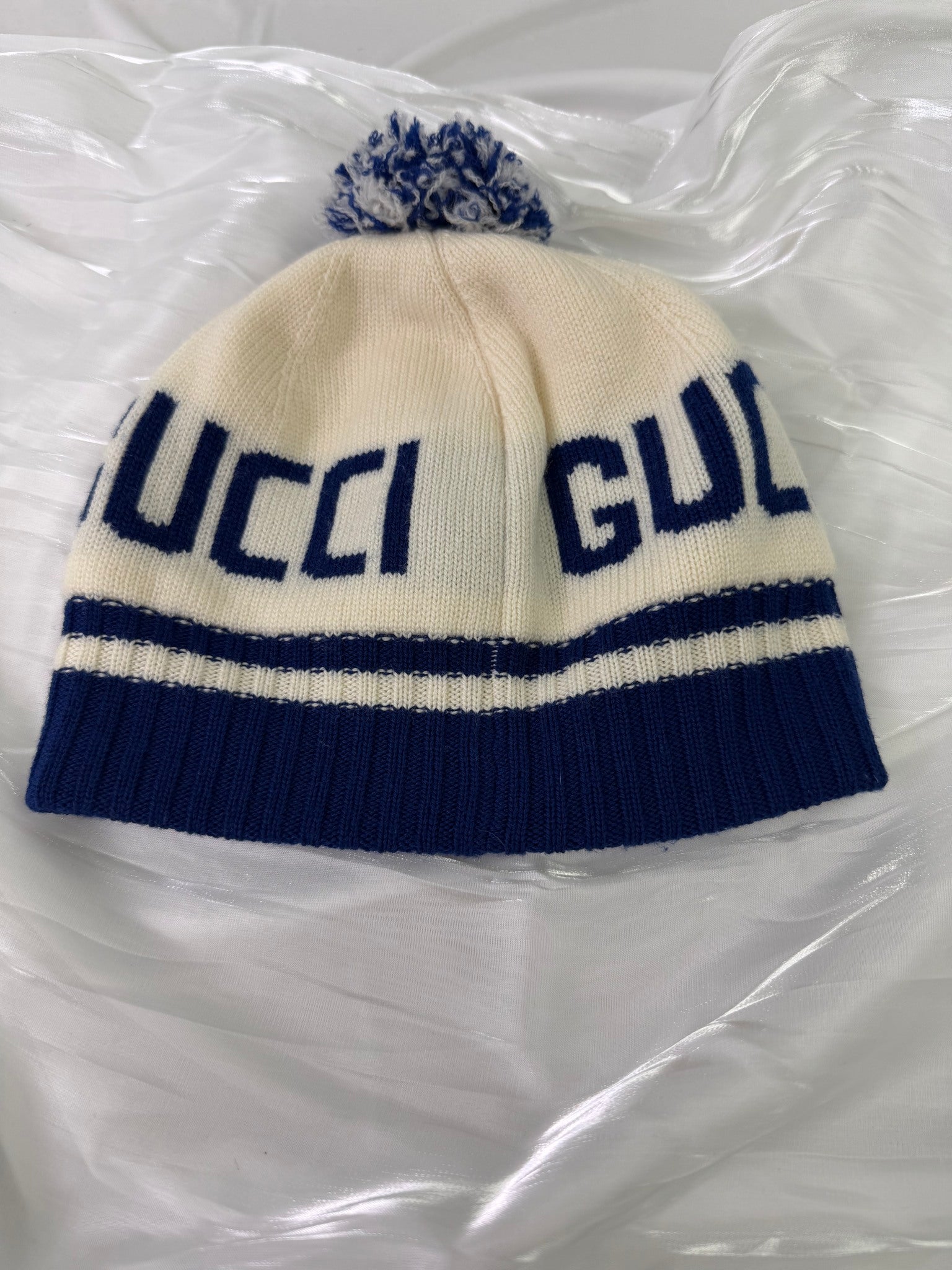 Gucci Blue And White Knit Children's Beanie Hat