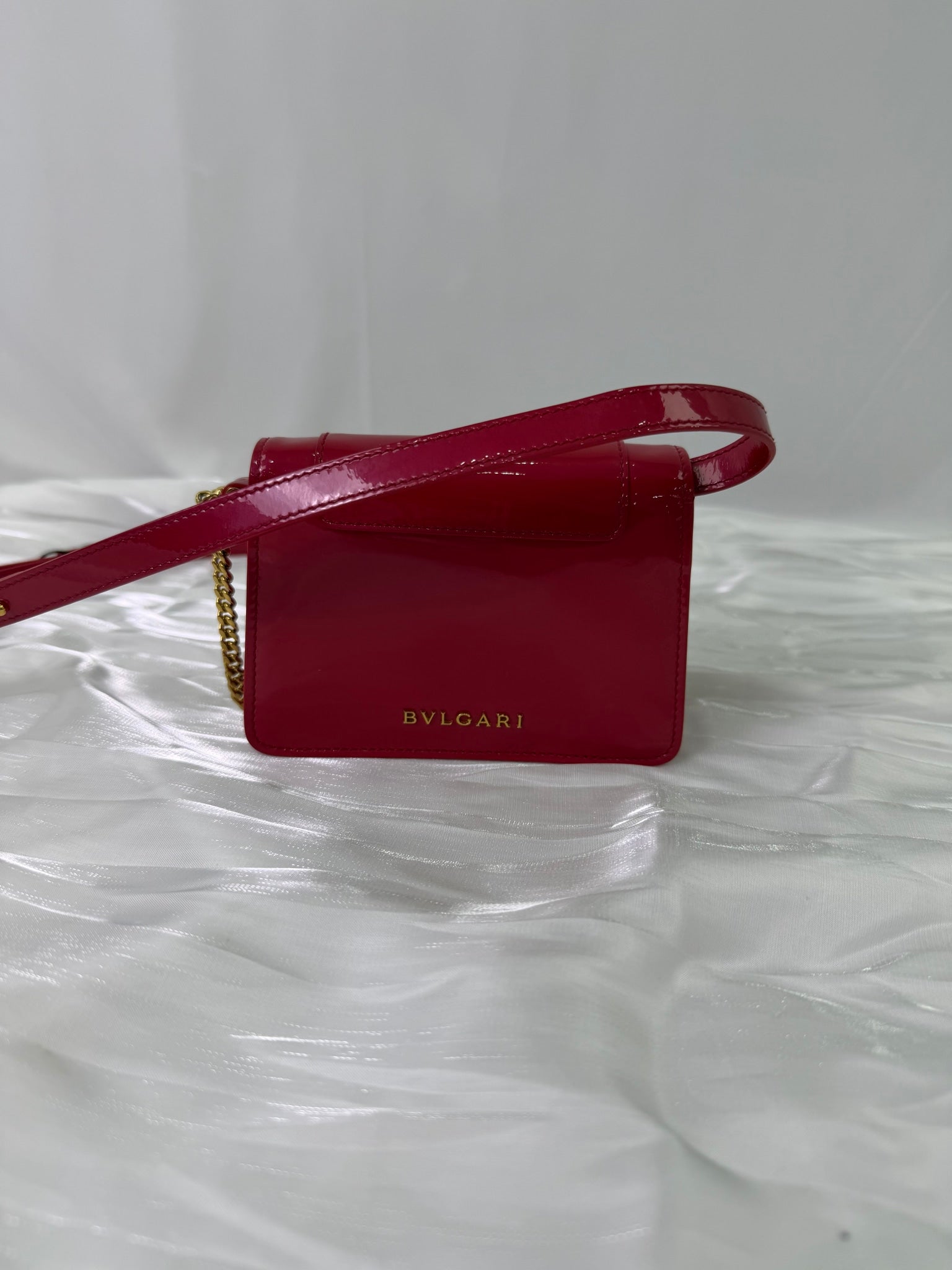Bvlgari Red Patent Leather Super Mini Serpenti Bag