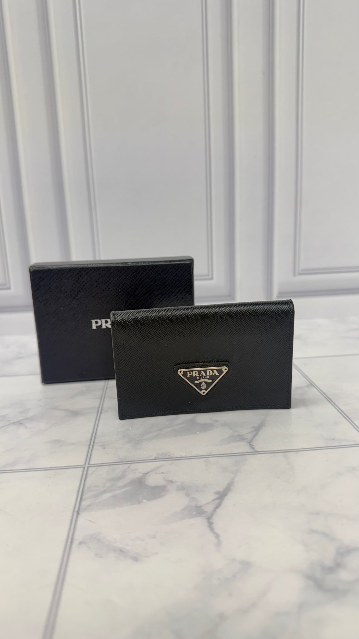 LIKE NEW - Prada Black Saffiano Leather Card Holder