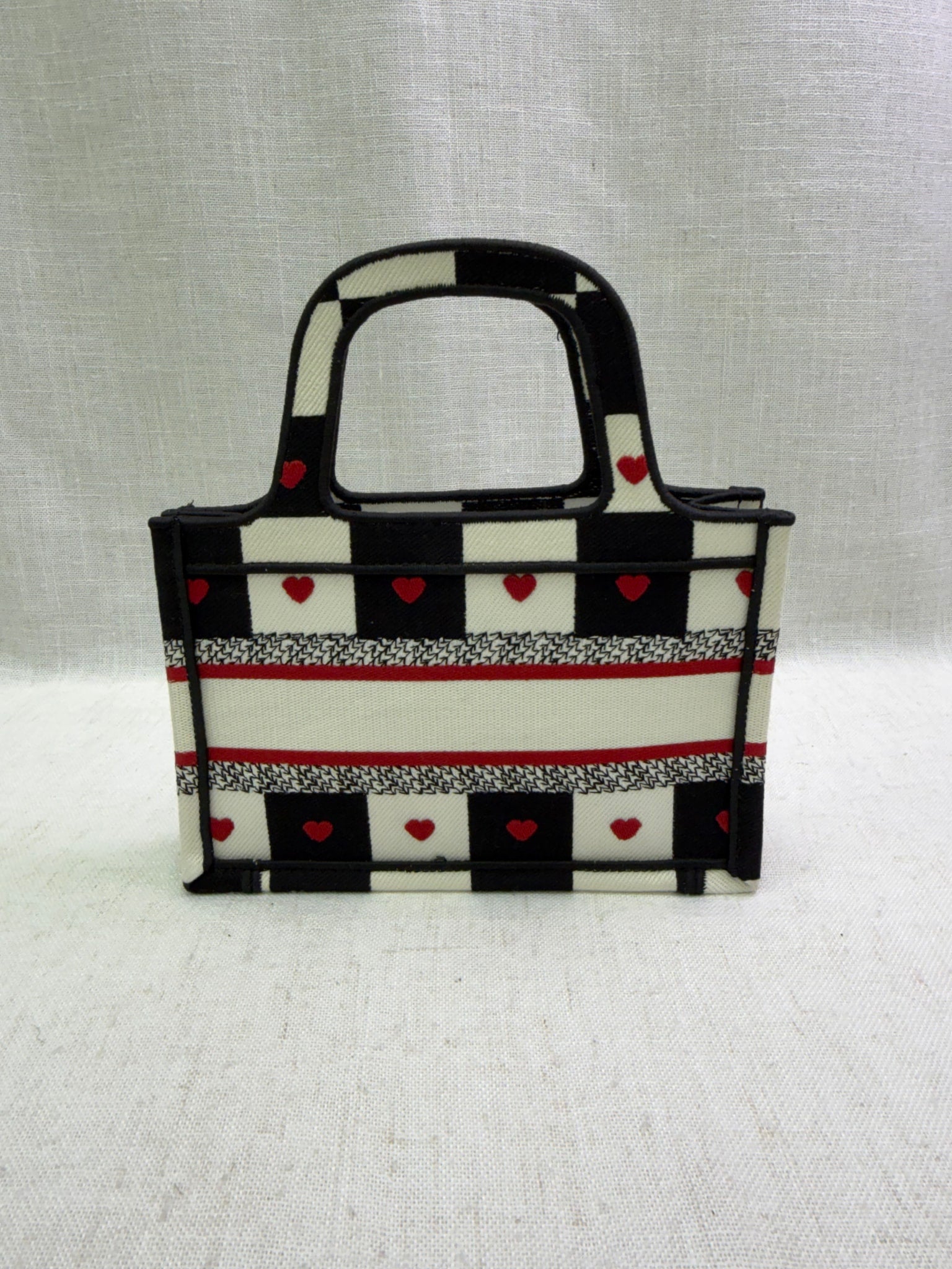 Like New- Christian Dior Black & White Checkered Heart Dioramour Mini Book Tote