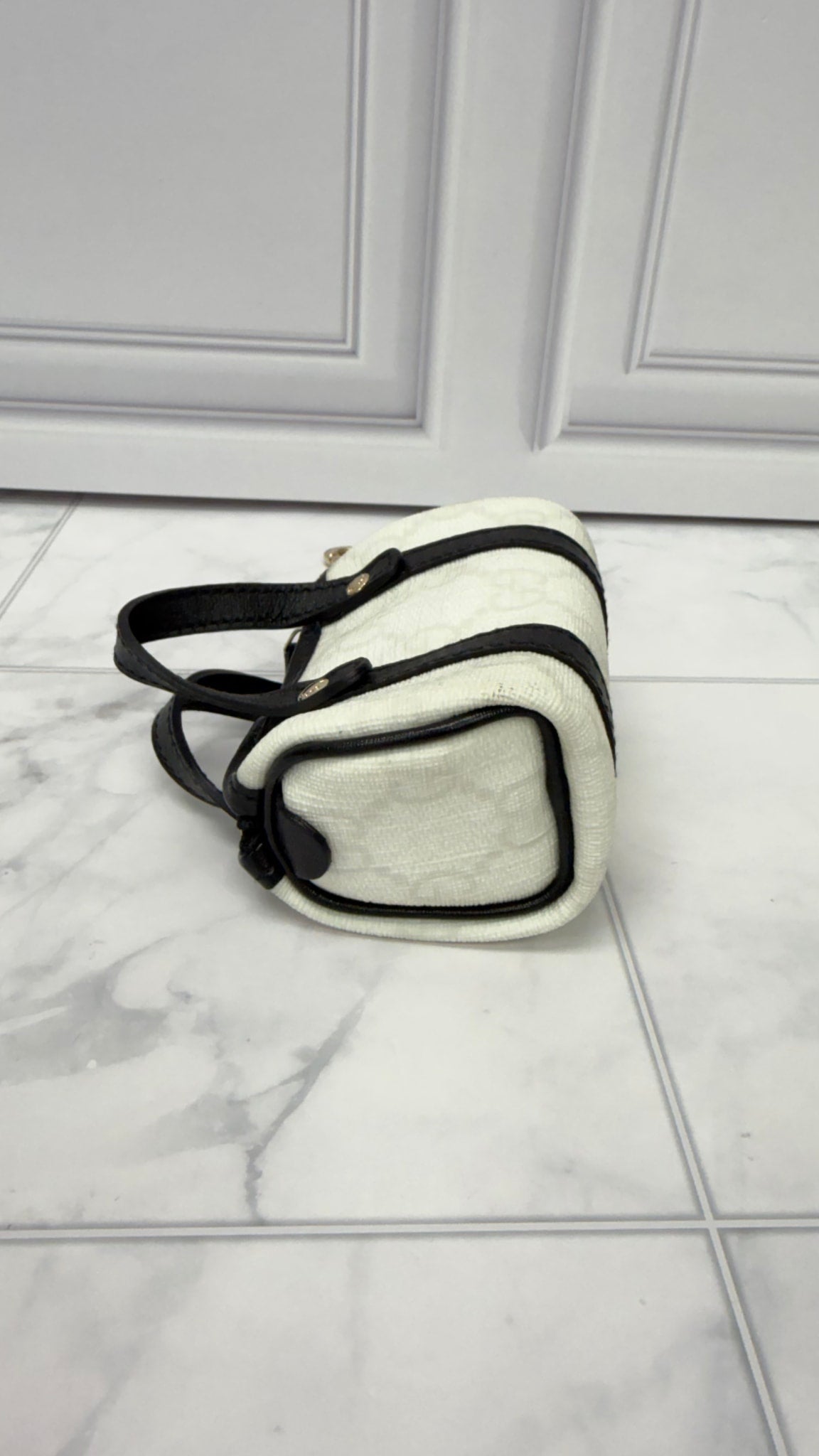 Gucci White GG Supreme Boston Bag Charm