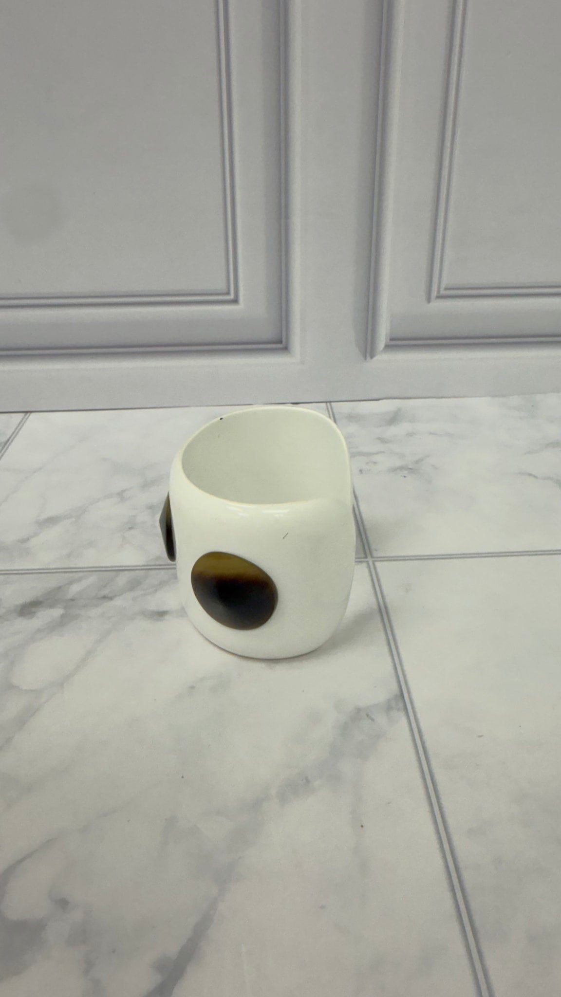 Hermes White And Brown Resin Pike Cuff Bracelet PM