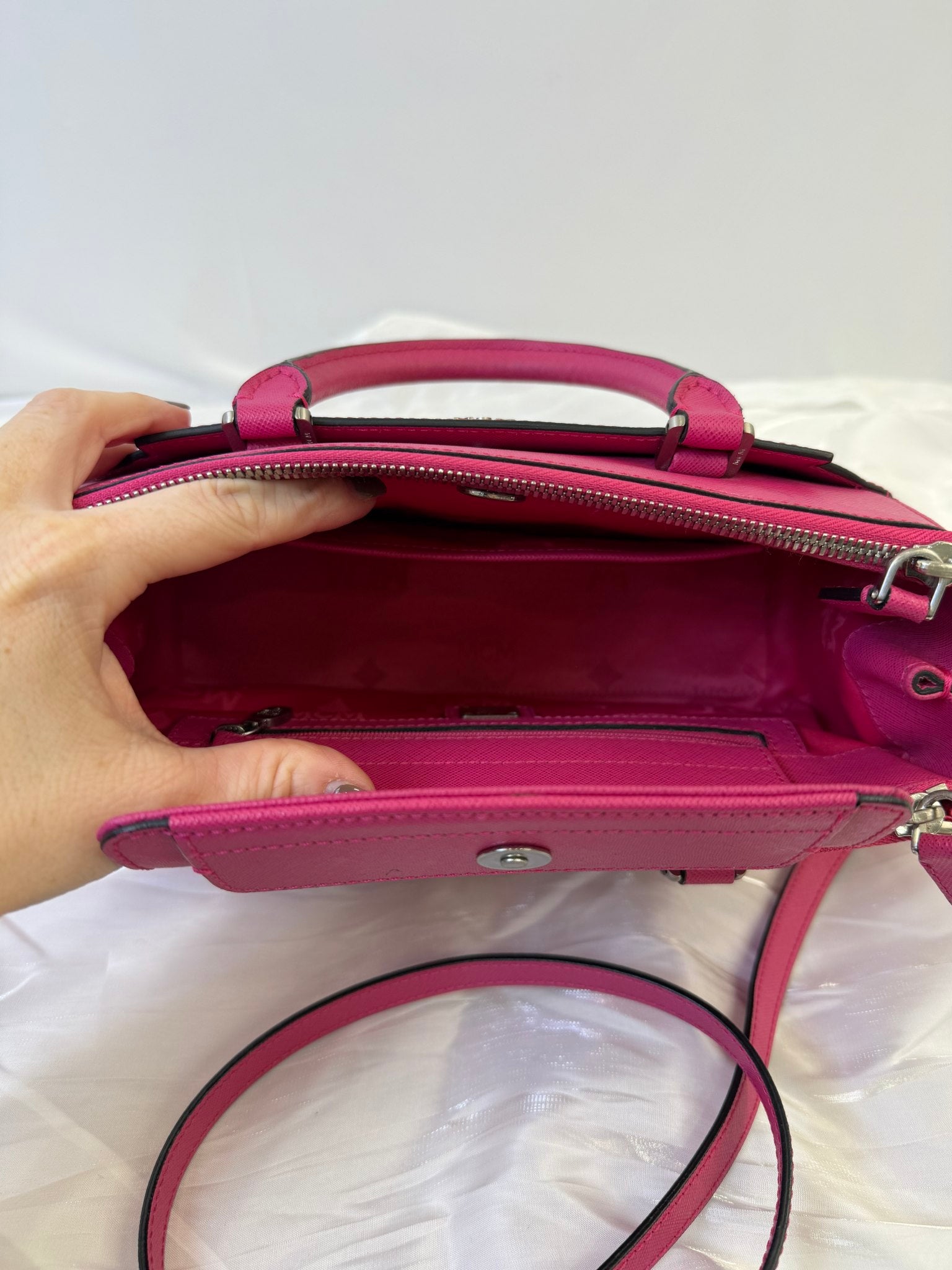 MCM Pink Saffiano Leather Two Way Bag