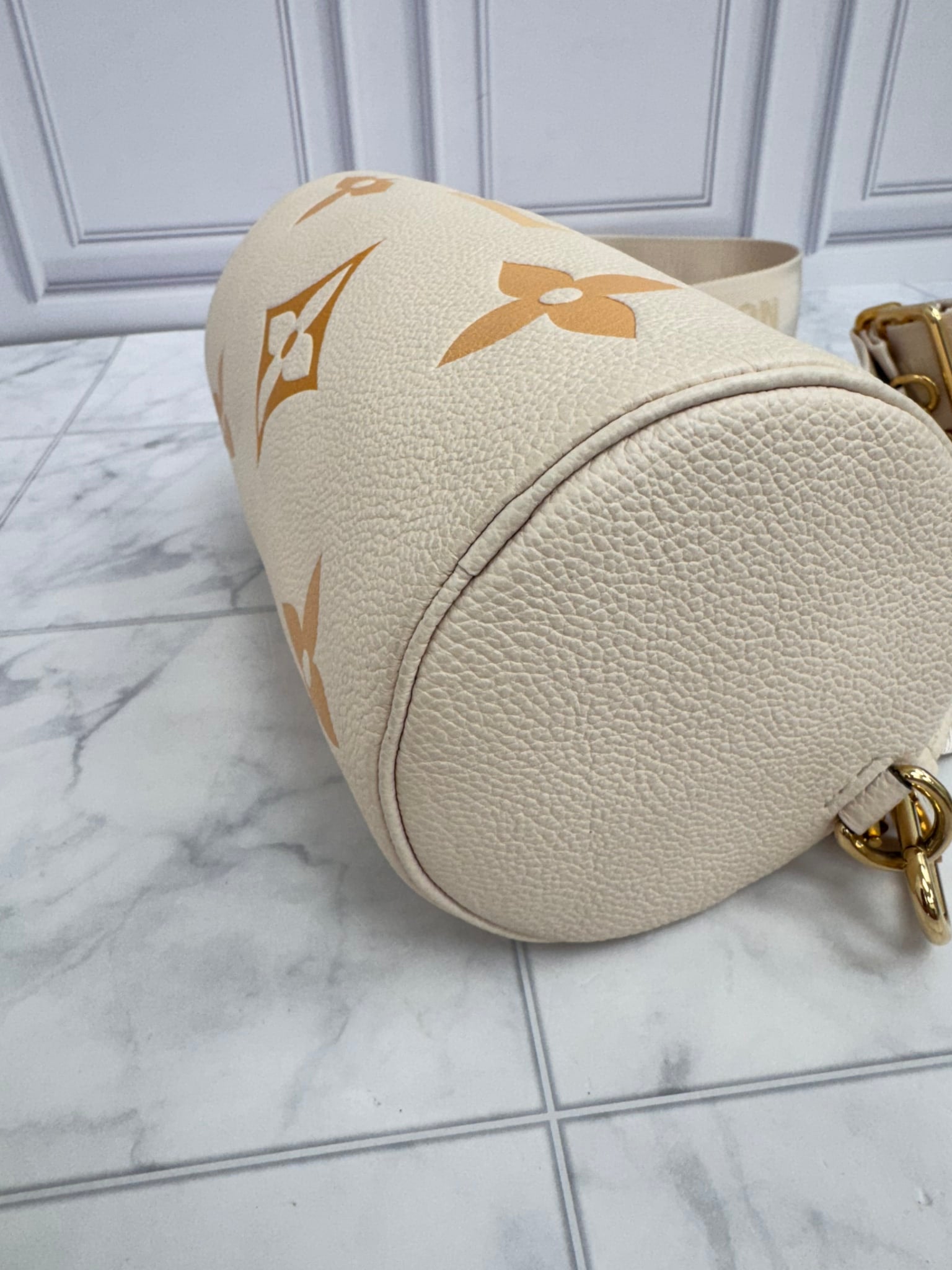 LIKE NEW - Louis Vuitton Beige Monogram Empreinte Giant By The Pool Papillon BB