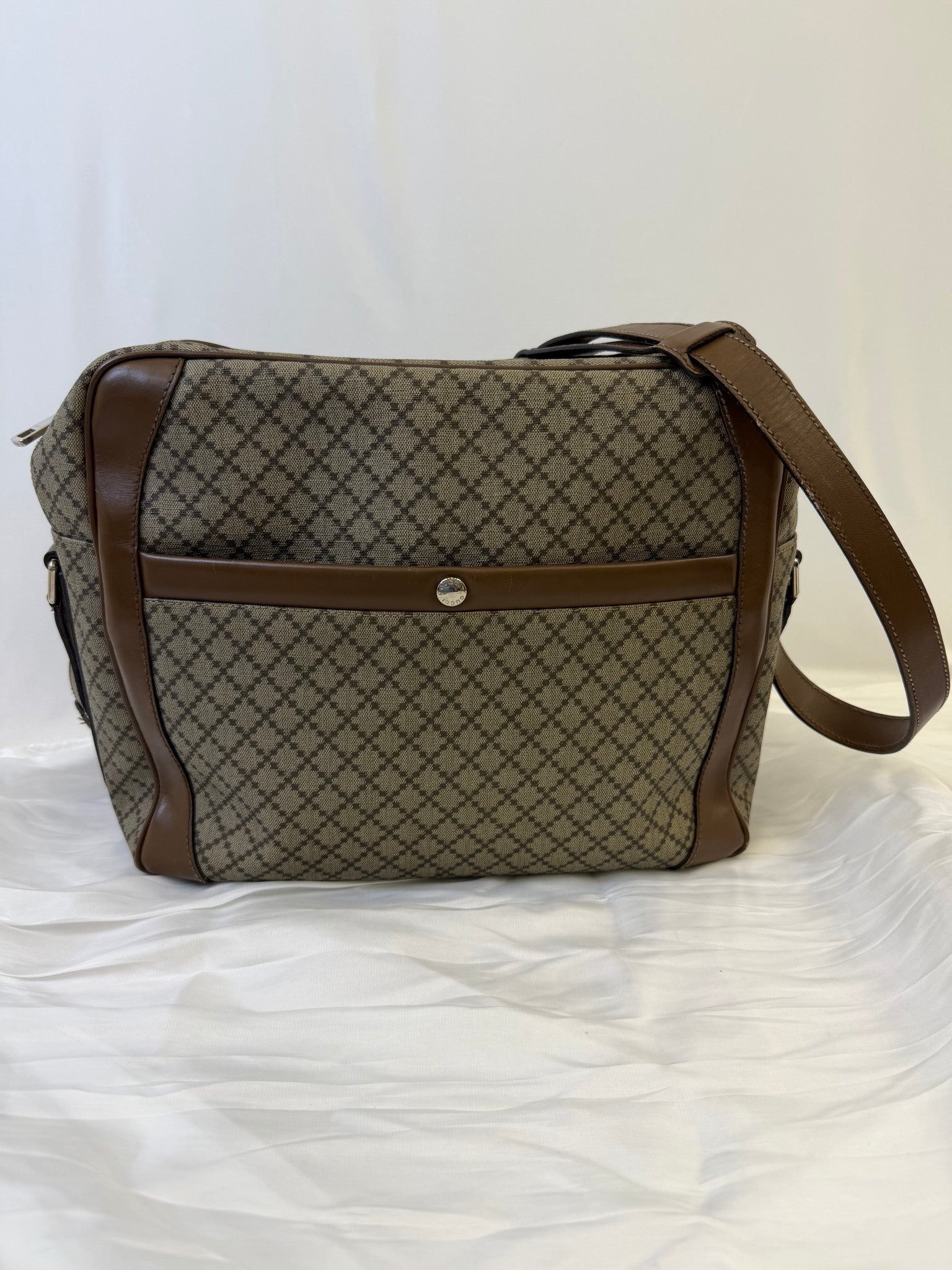 Gucci Brown Coated Canvas Laptop Bag